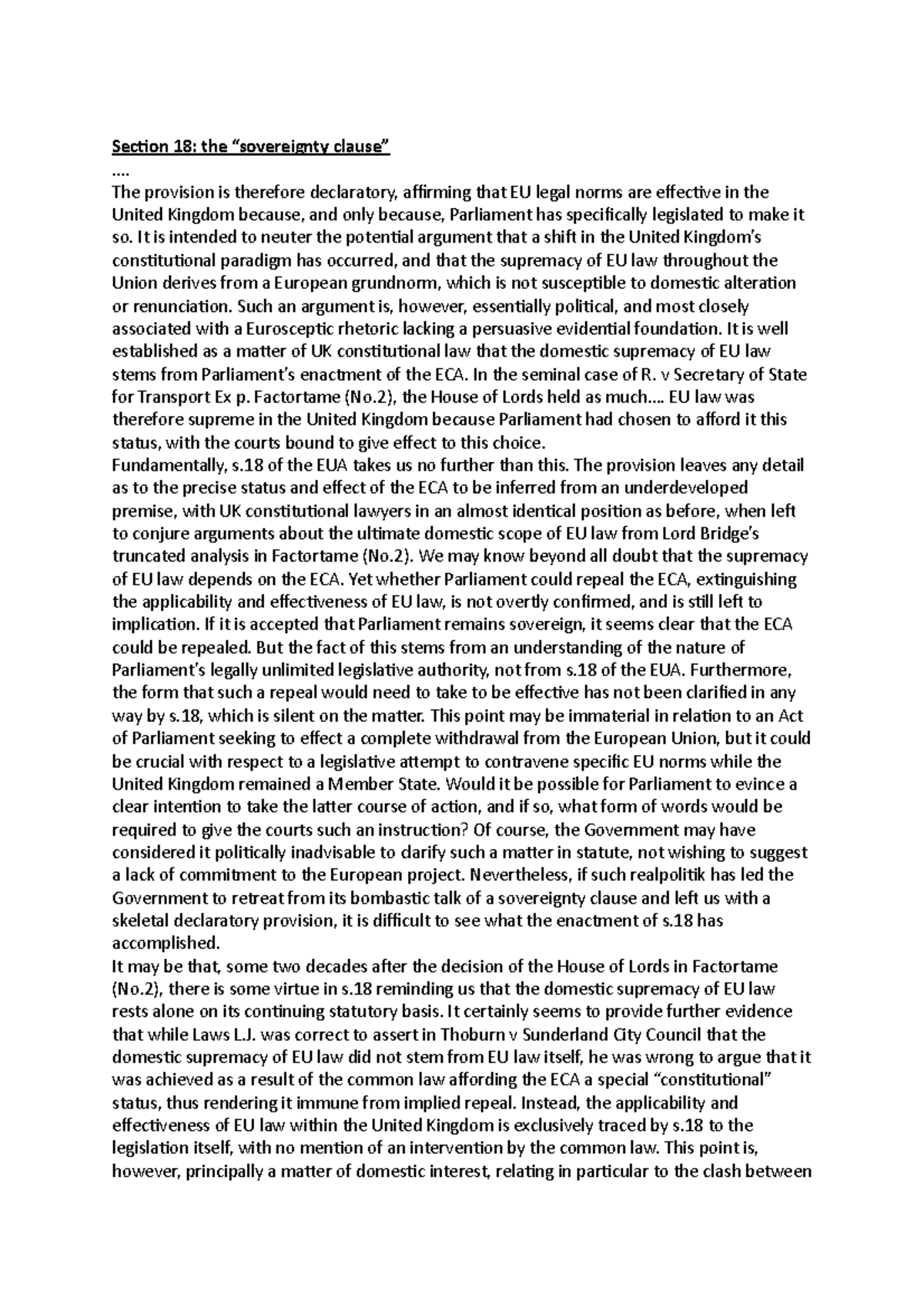 Section 18- the “sovereignty clause” - ... The provision is therefore ...
