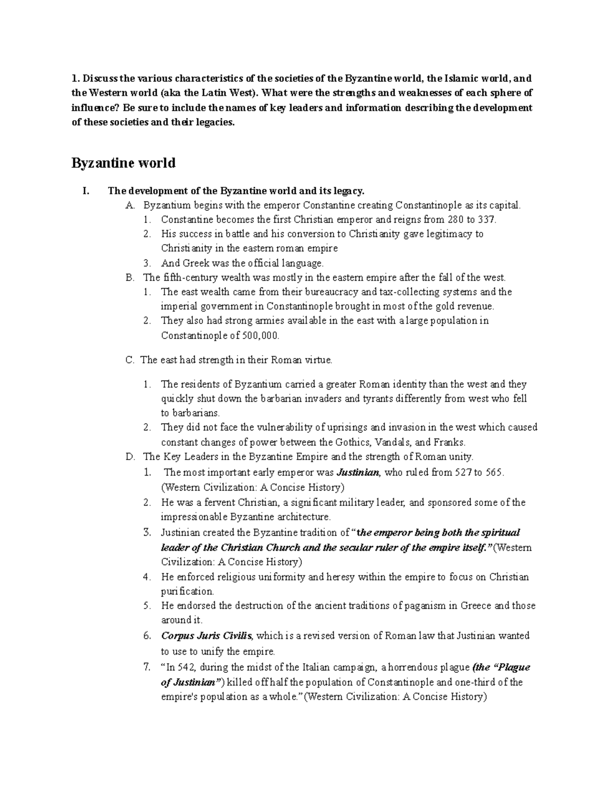 Western Civilization 1001 Final Exam - Essay 1 (Western World Societies ...