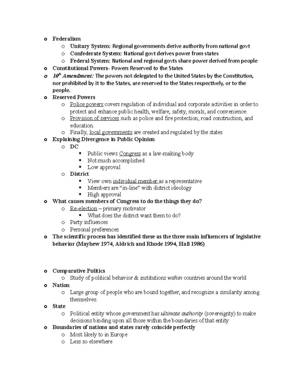 Intro To Political Science Part 2 O Federalism O Unitary System Regional Governments Derive 9911