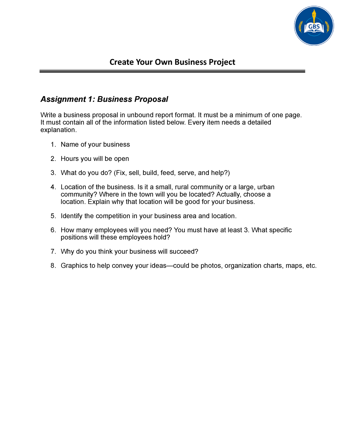 create your own company assignment