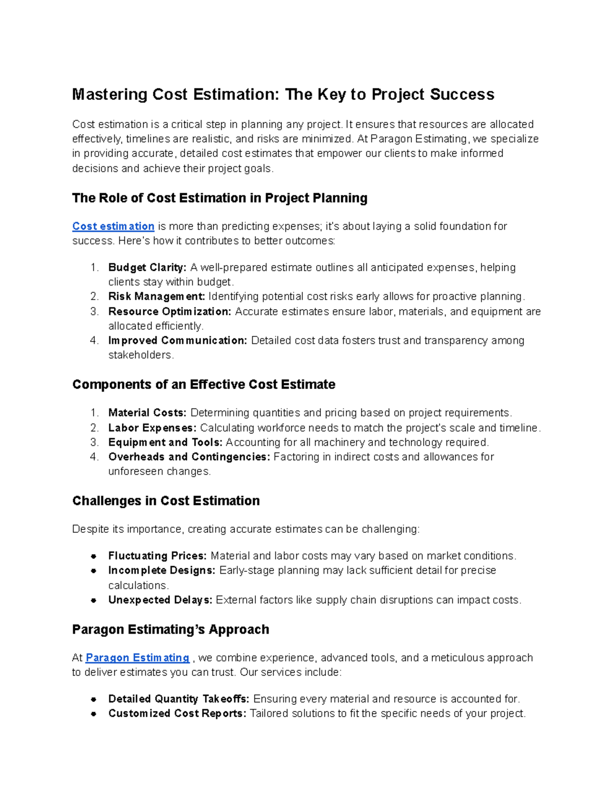 Mastering Cost Estimation The Key to Project Success - It ensures that ...