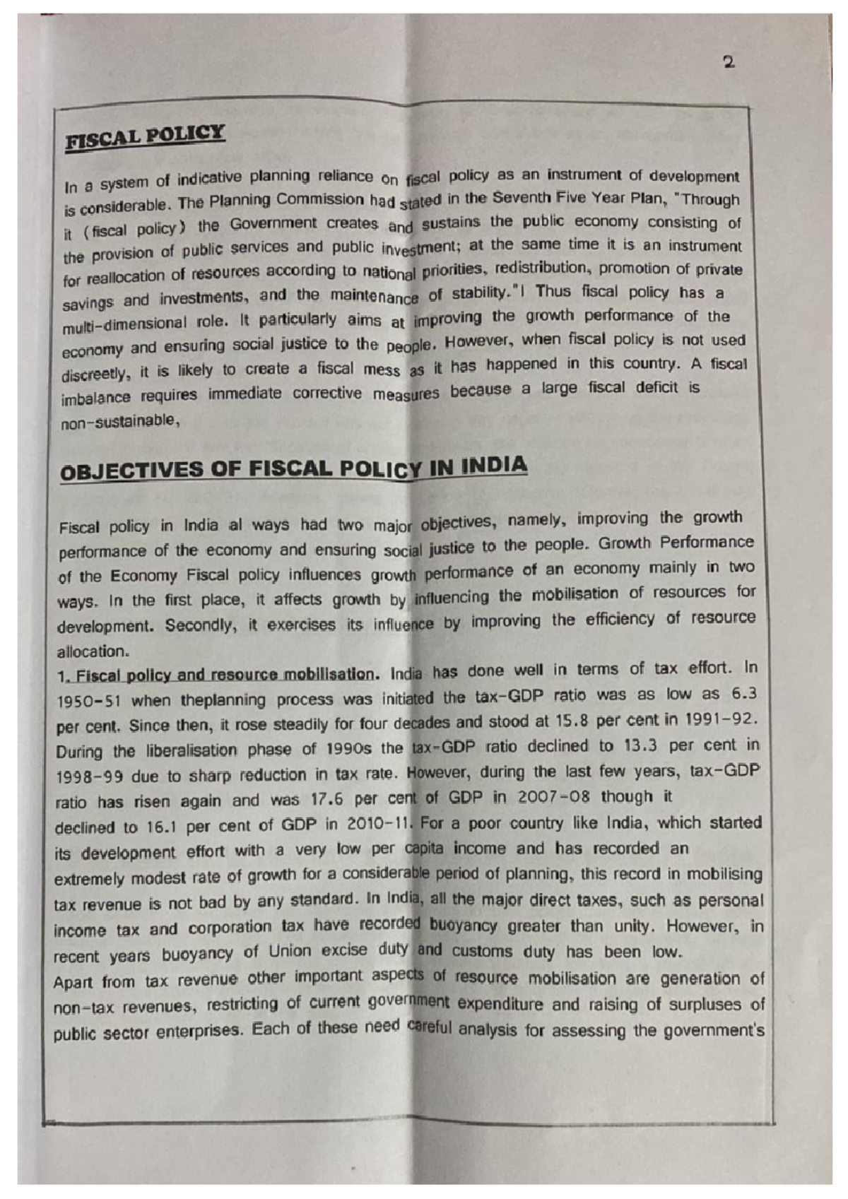 Fiscal policy and menetary policy in India - ba programme history - Studocu