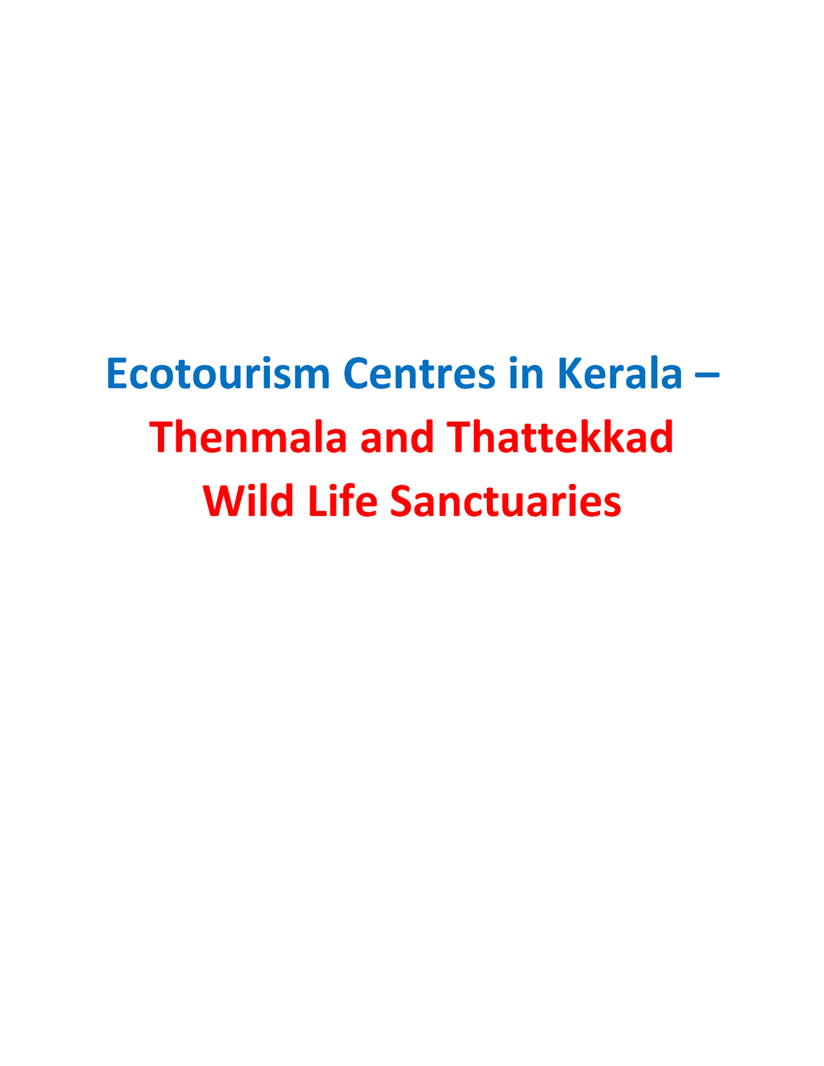 ecotourism in kerala essay