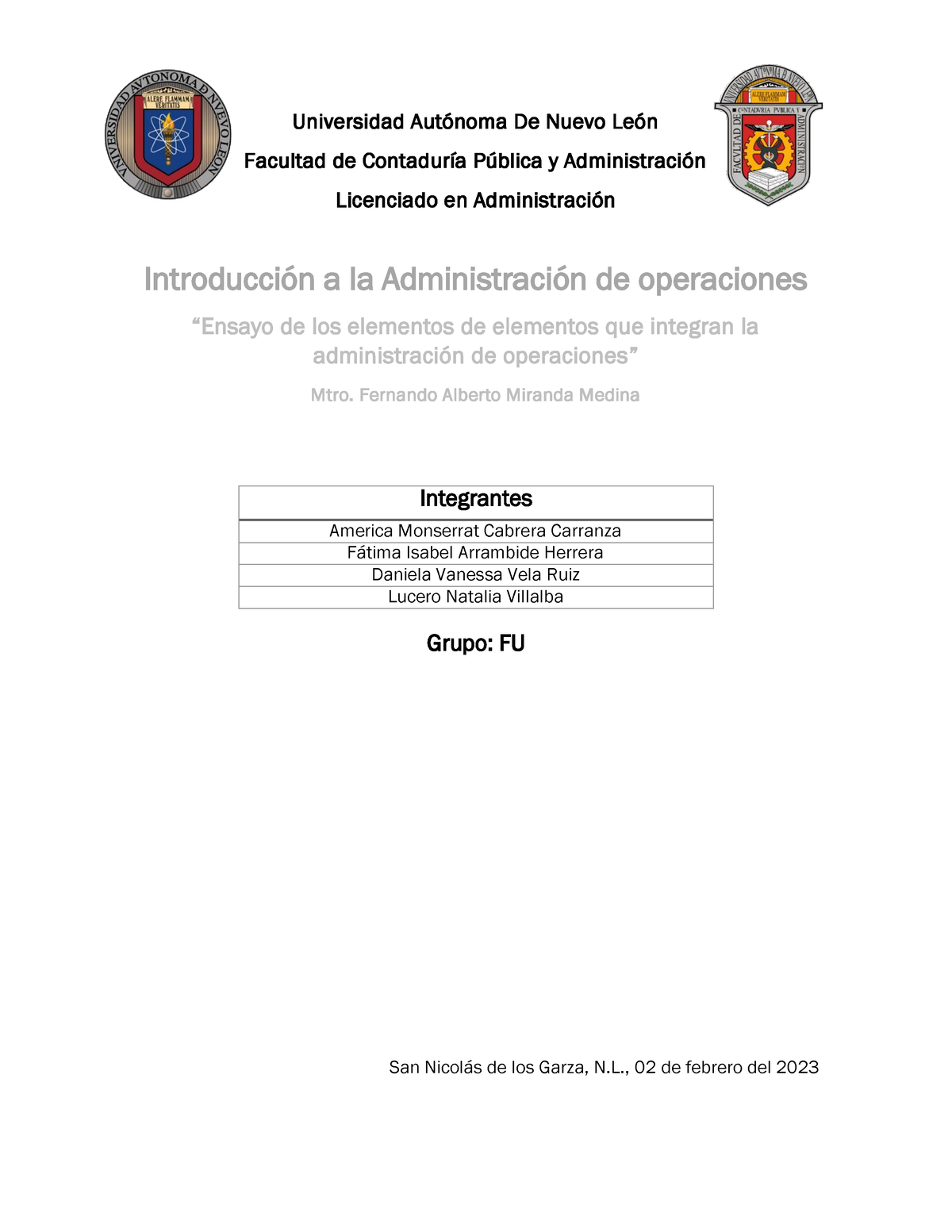 Fu 02 02022023 Evidencia 2 Universidad AutÛnoma De Nuevo LeÛn Facultad De ContadurÌa P 1712