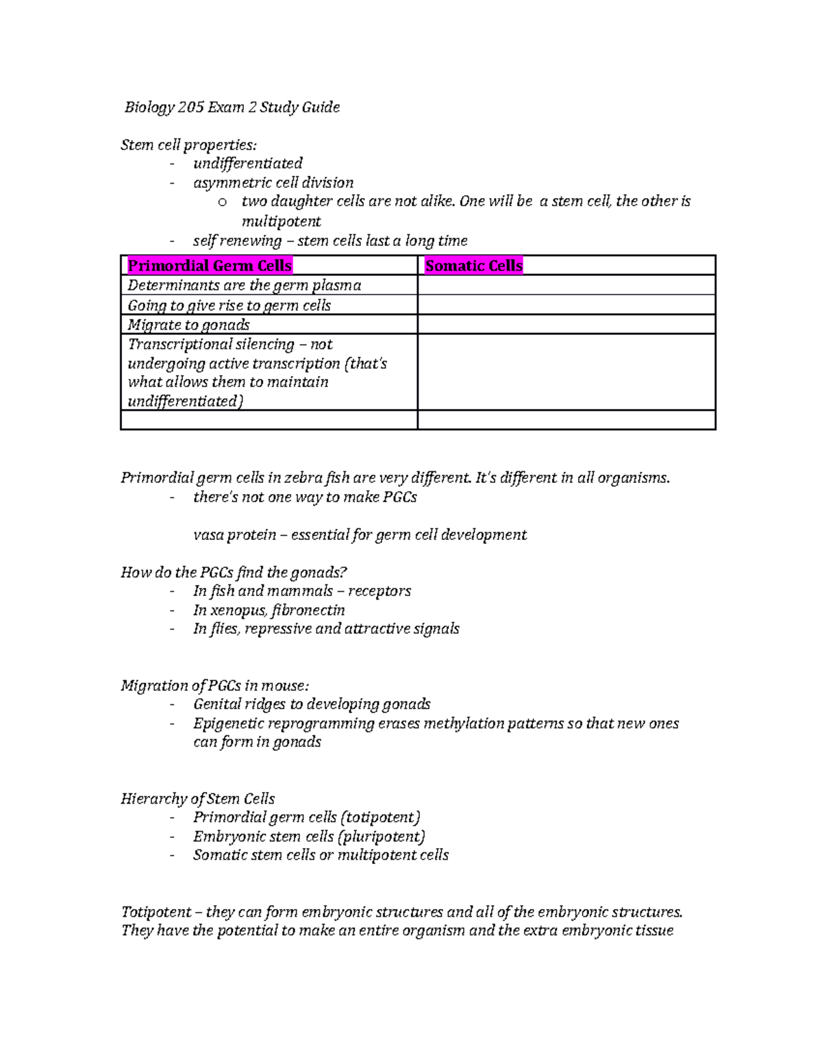 Biology 205 Exam 2 Study Guide - Biology 205 Exam 2 Study Guide Stem ...