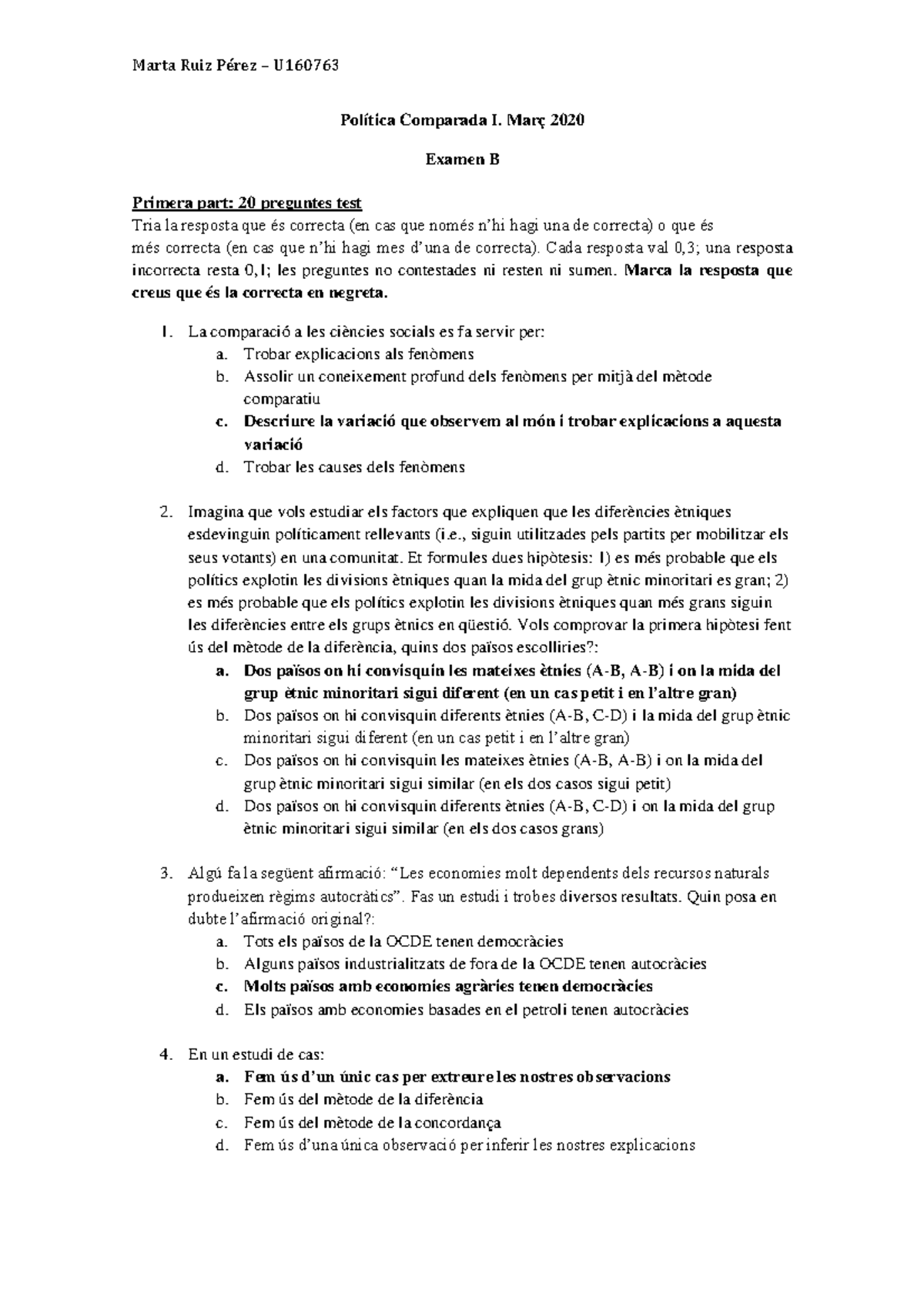 Examen Tipología B - Política Comparada I. Març 2020 Examen B Primera ...