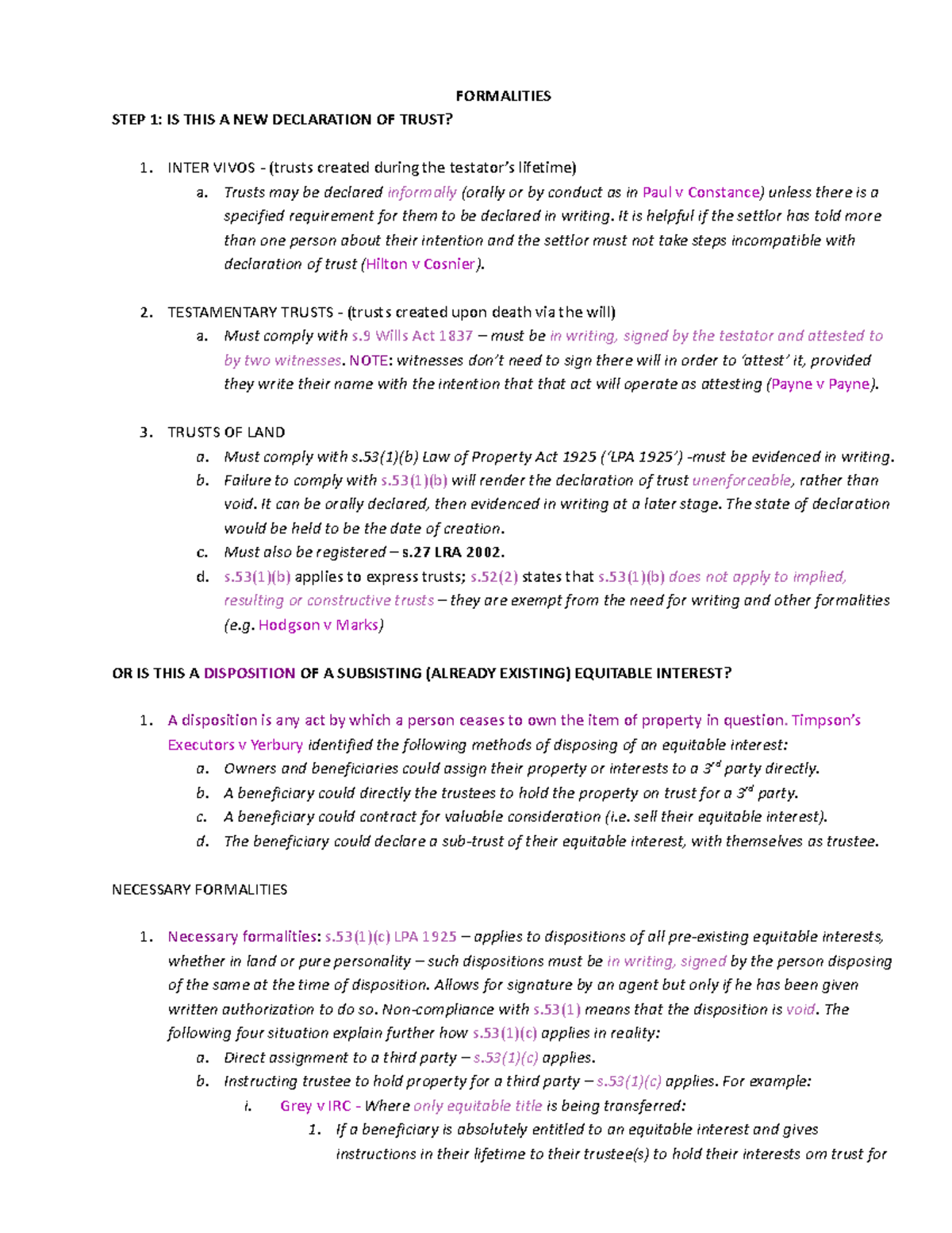 Formalities - Exam Summary - Distinction Level - FORMALITIES STEP 1: IS ...