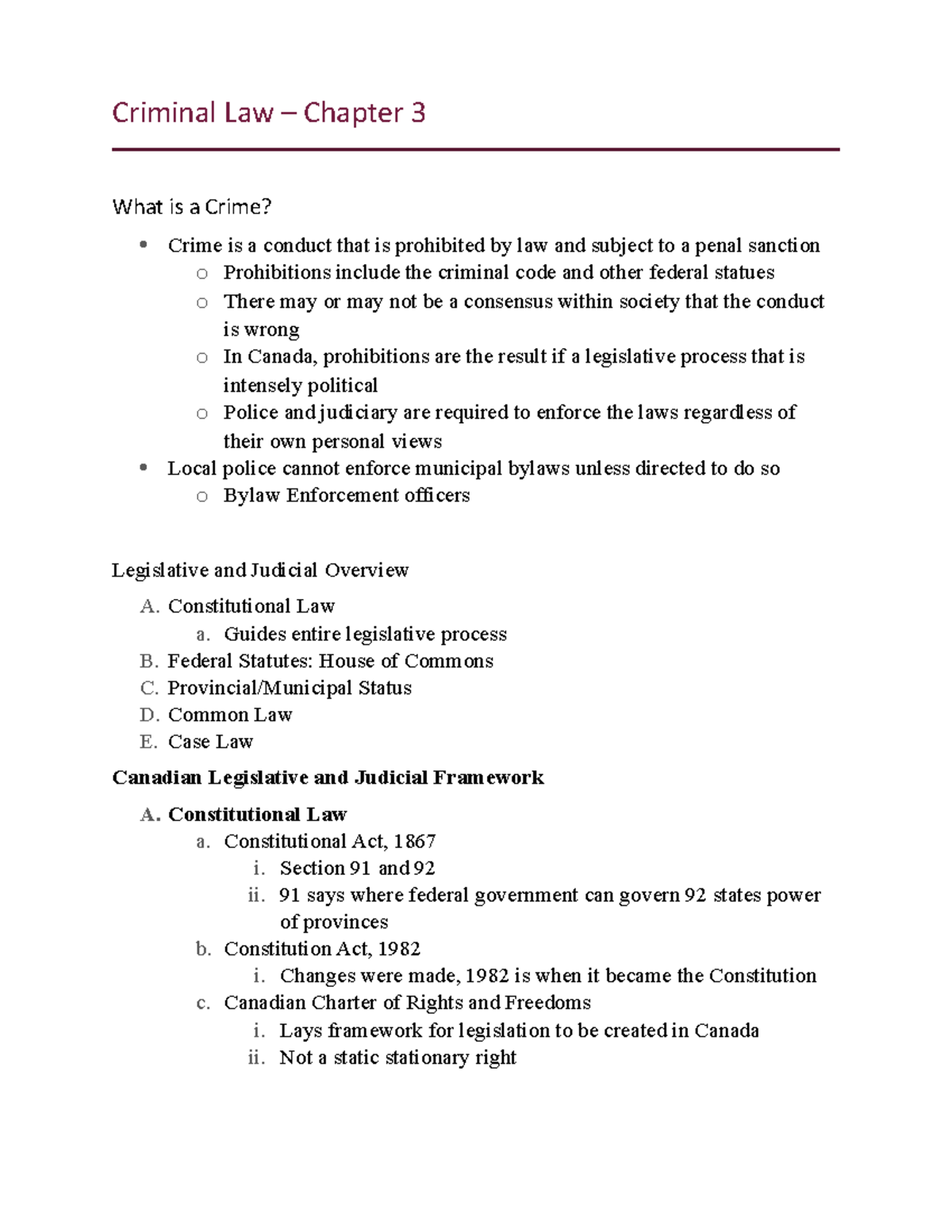 Criminal Law - Ch3 - Lecture notes 3 - Criminal Law – Chapter 3 What is ...