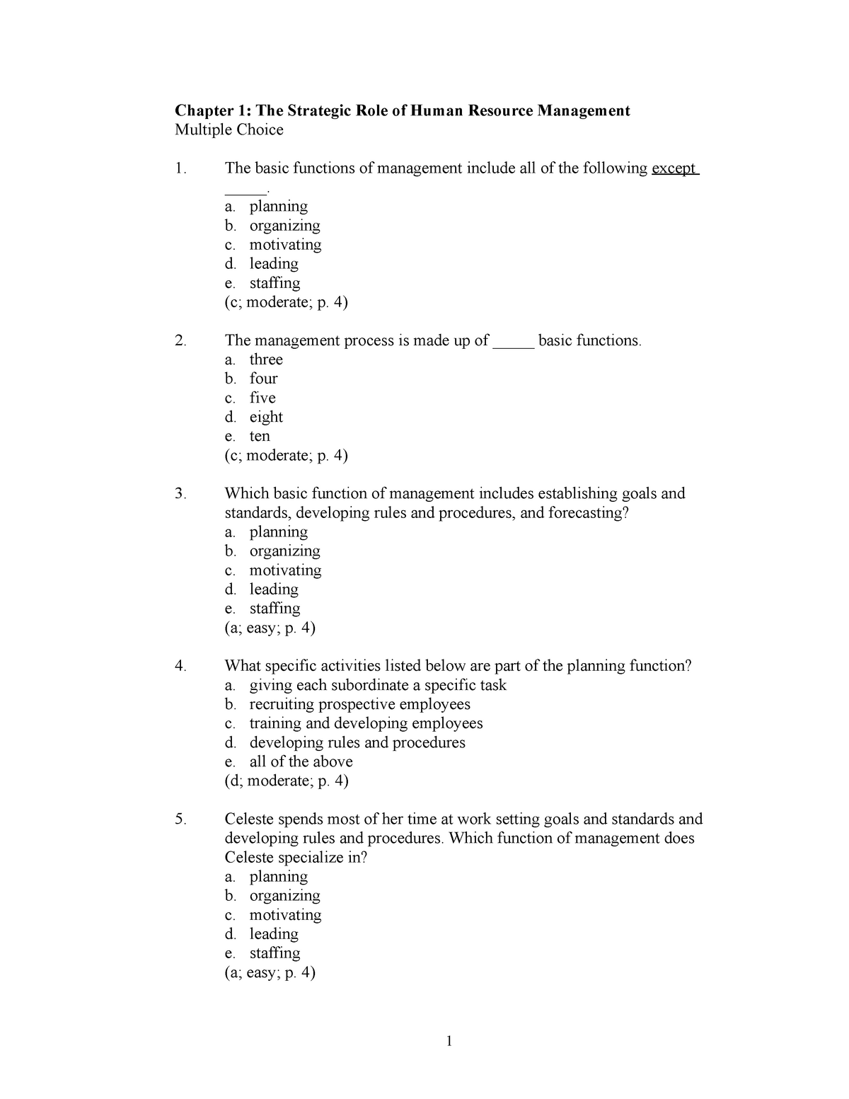 Hrm Gary Dessler Chap 1 Mcqs - Chapter 1: The Strategic Role Of Human ...