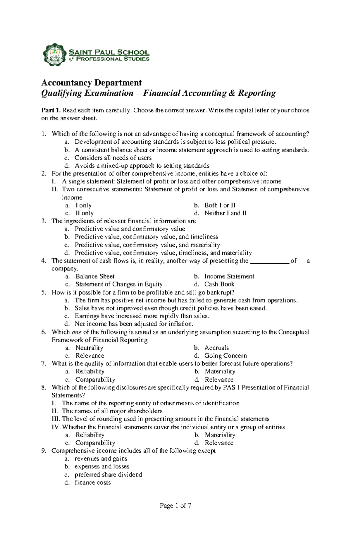 Financial-Accounting-Reporting - Accountancy Department Qualifying ...