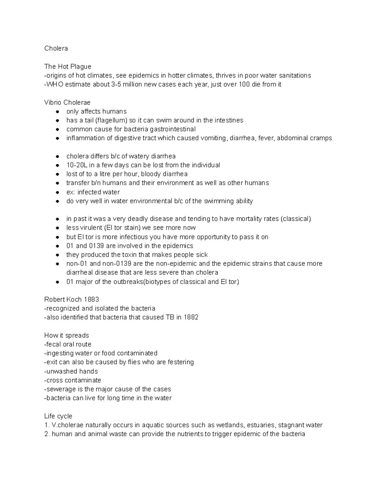 Wk 9 Cholera - Lecture notes 9 - Cholera The Hot Plague -origins of hot ...