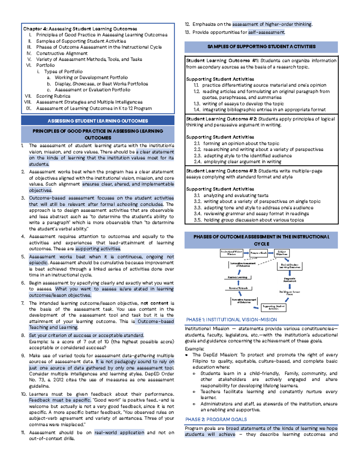 Assessing Student Learning Outcomes; Distinguishing and Constructing ...