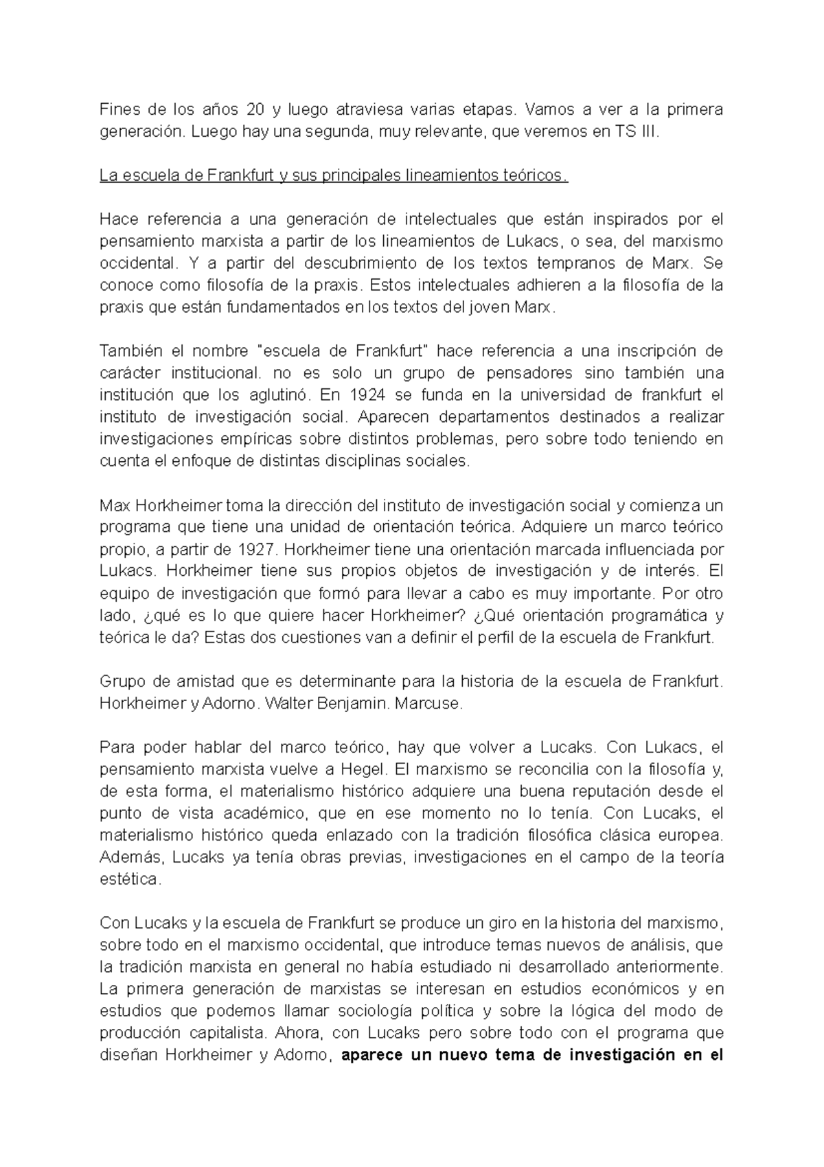 Escuela De Frankfurt Y Sus Principales Lineamientos Te ricos Fines