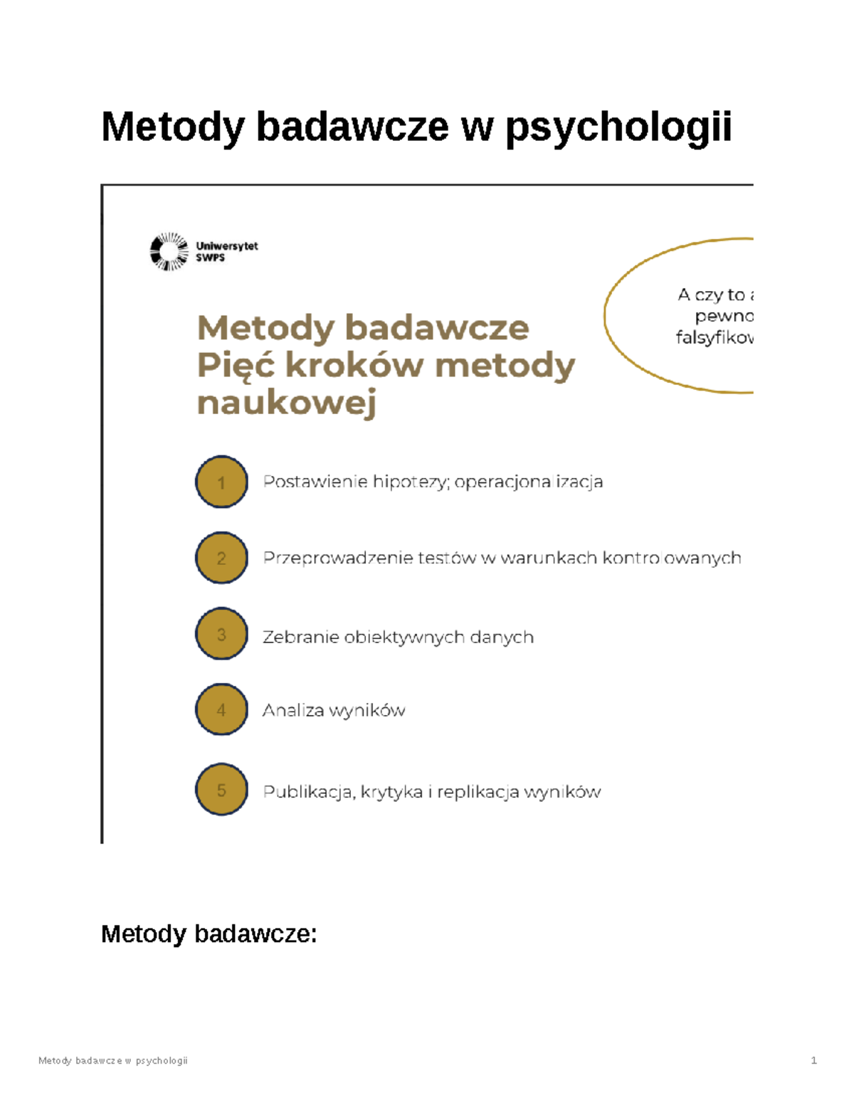 Metody Badawcze W Psychologii Metody Badawcze Badania Opisowe Dostarczaj Opisy Zachowa