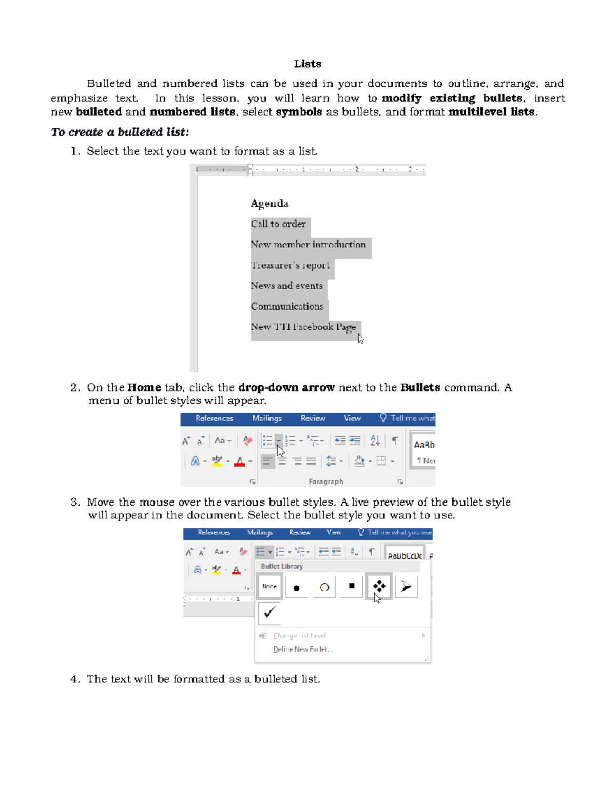 MS-Word-2016 Lists - This tutorial will help improve your MS skills ...