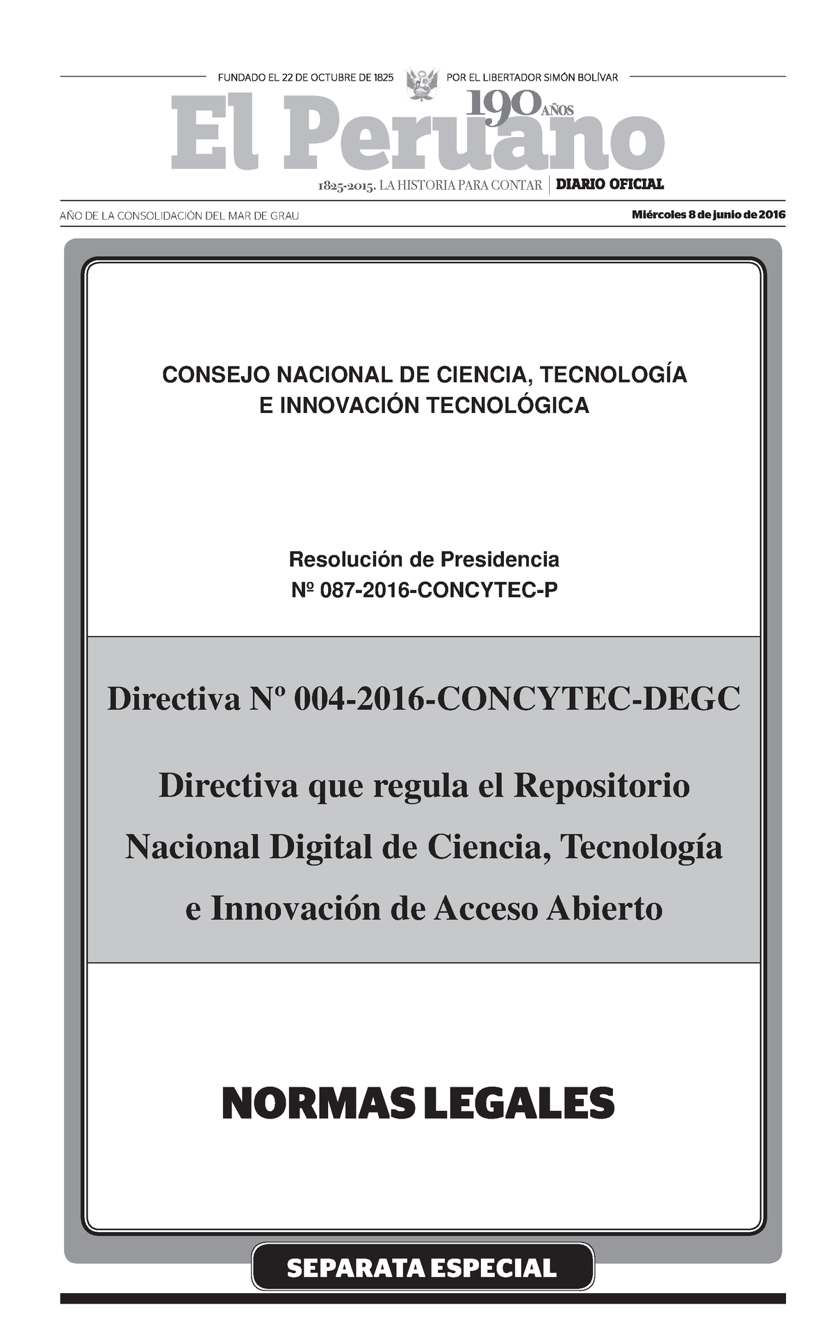 Directiva Que Regula El Repositorio Nacional Digital De Cien Resolucion ...