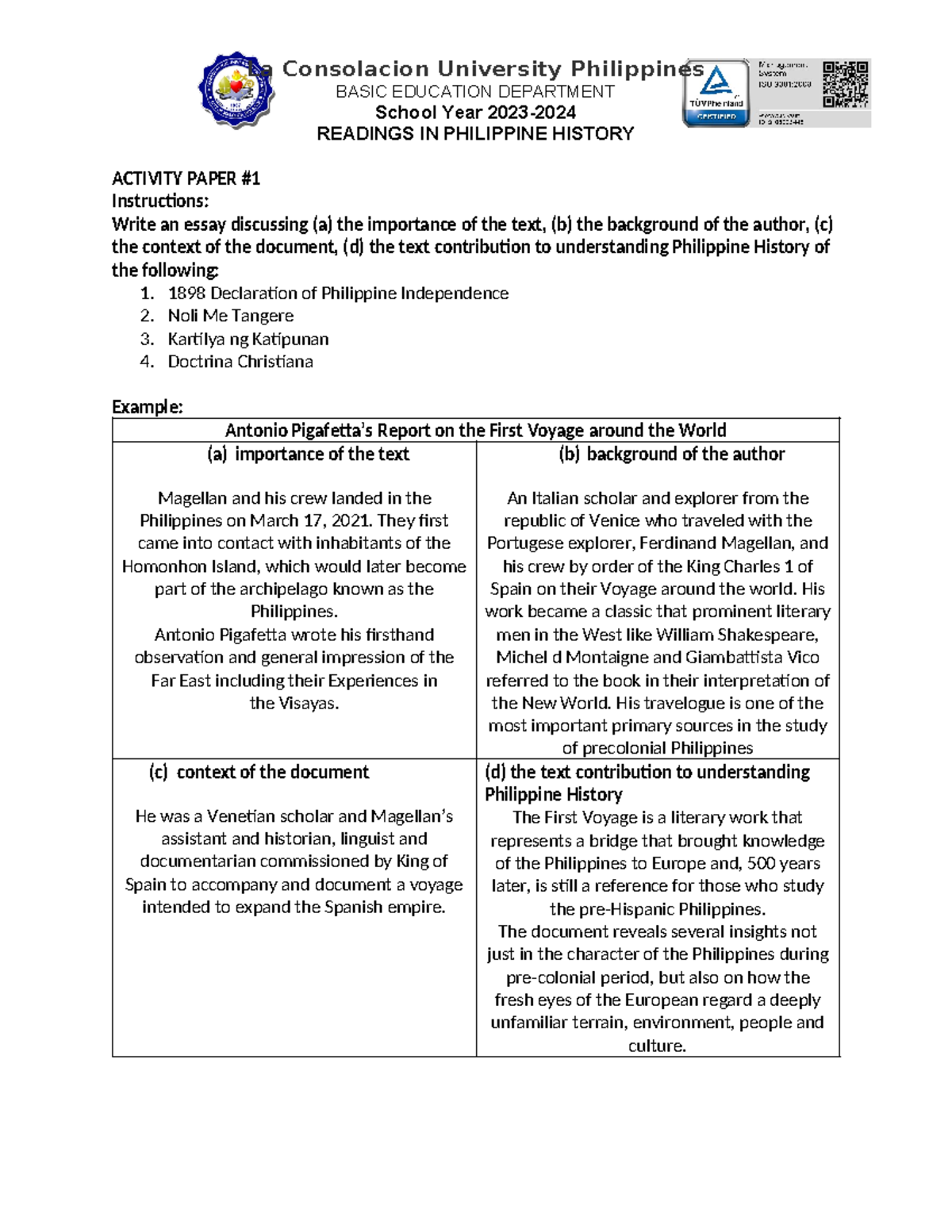 RPH Activity Paper - BASIC EDUCATION DEPARTMENT School Year 2023 ...