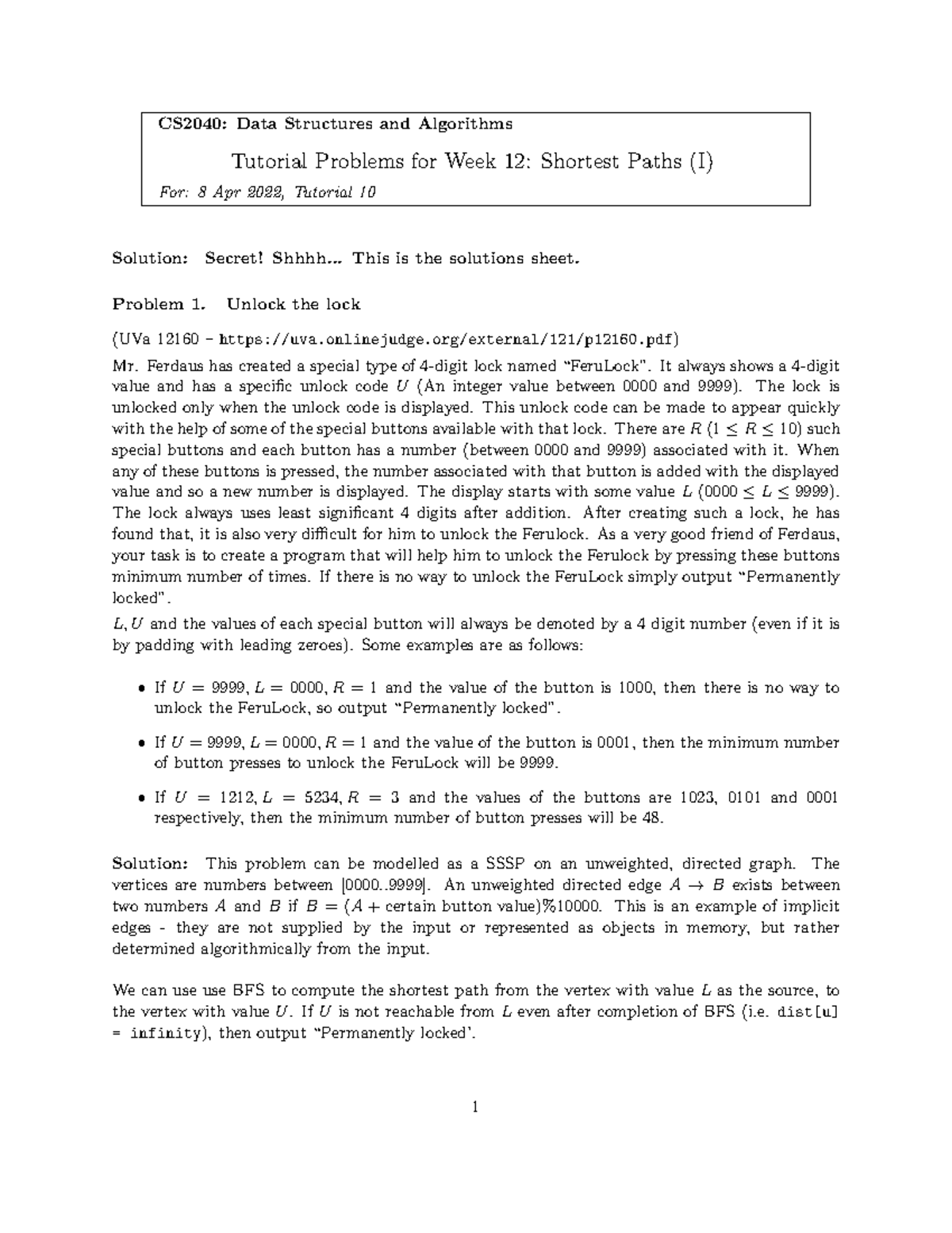 CS2040 Tutorial 10 Ans CS2040 CS2040 CS2040 CS2040CS2040 CS2040 CS2040 ...