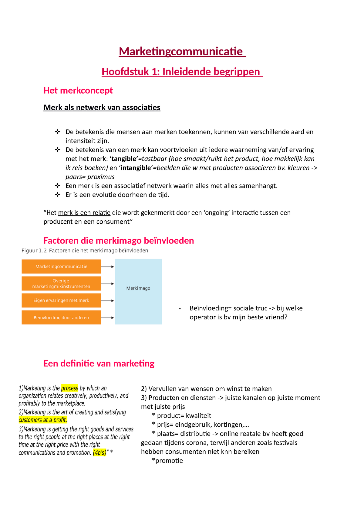 Marcom - Samenvatting Van De Slides En Notities - Marketingcommunicatie ...