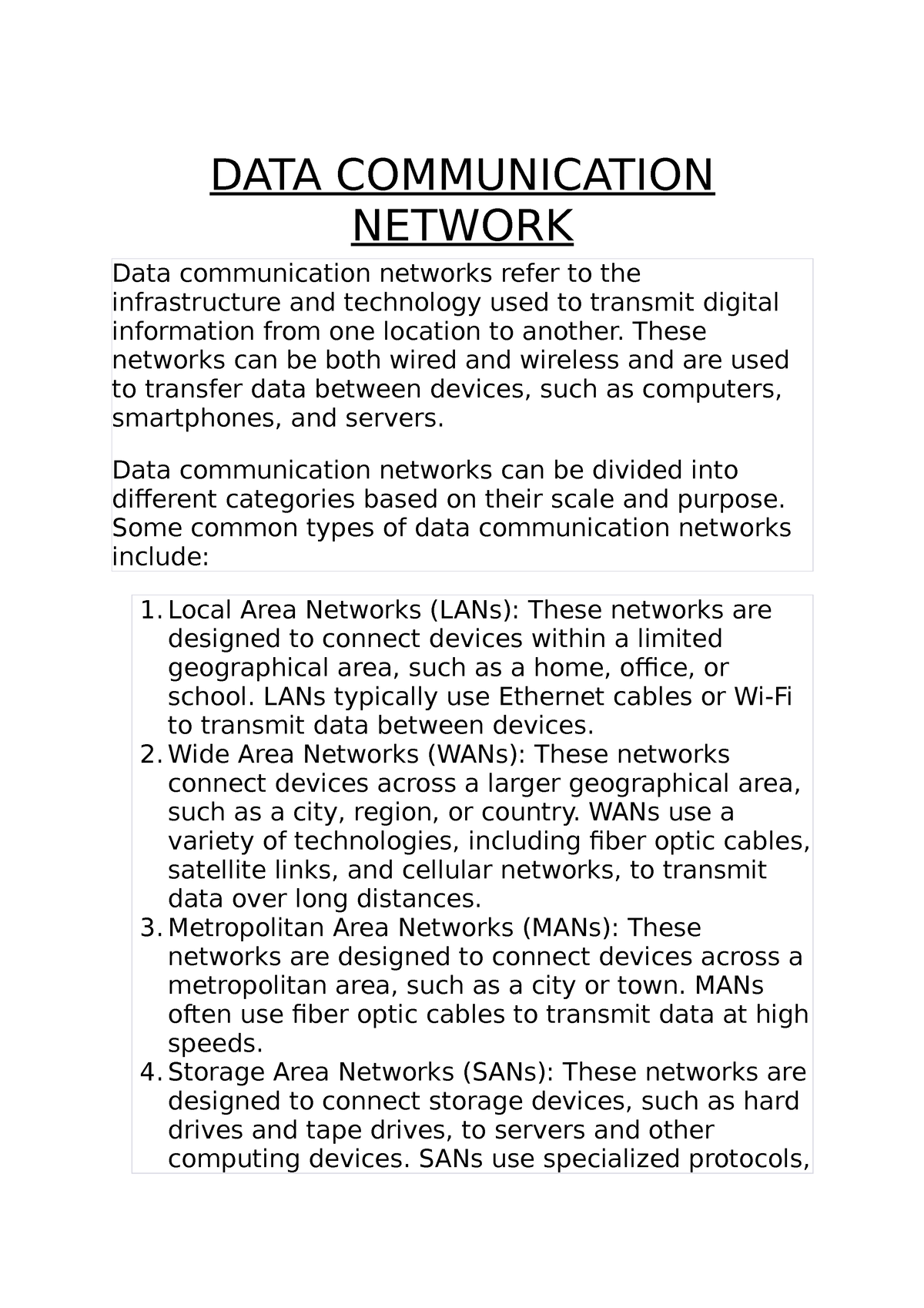 assignment for data communication and networking