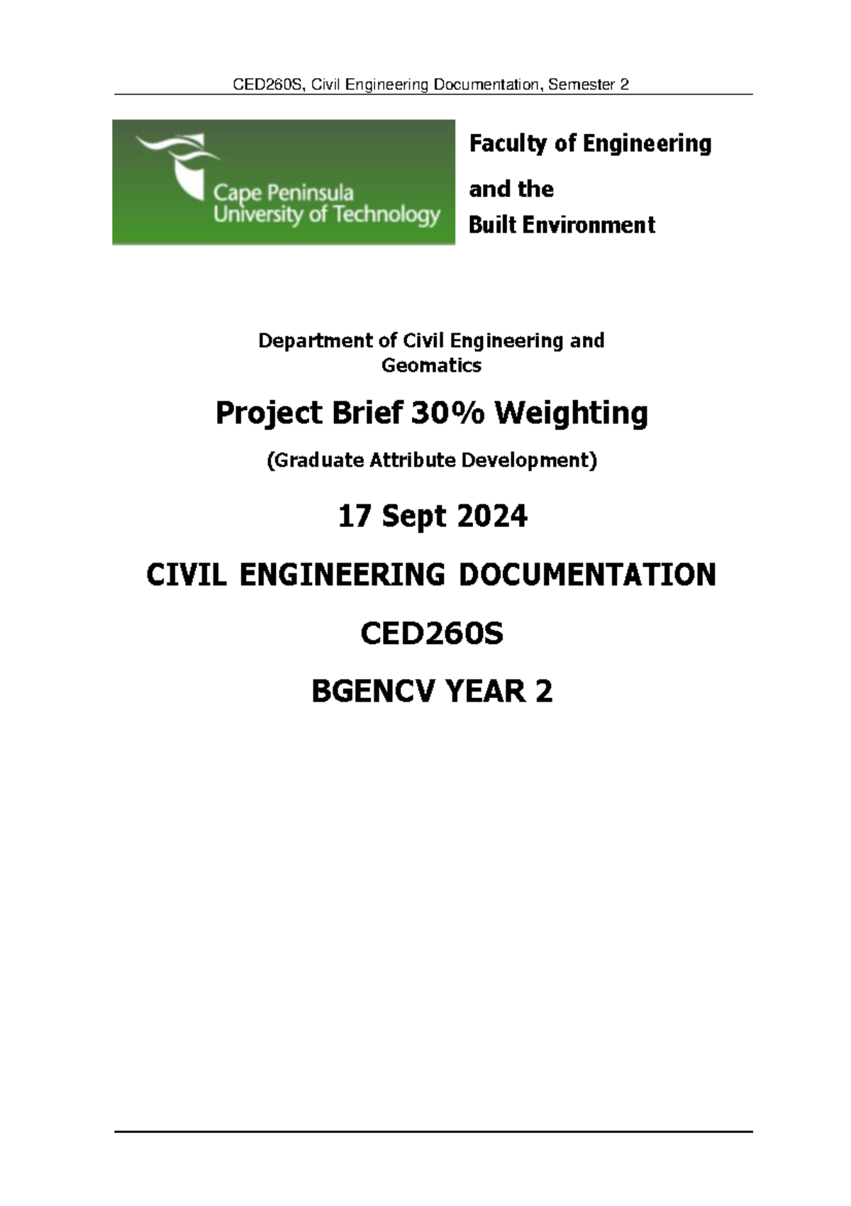 4. Project Brief 2024 CED260S Semester 2 2024 - – 2021 Faculty of ...