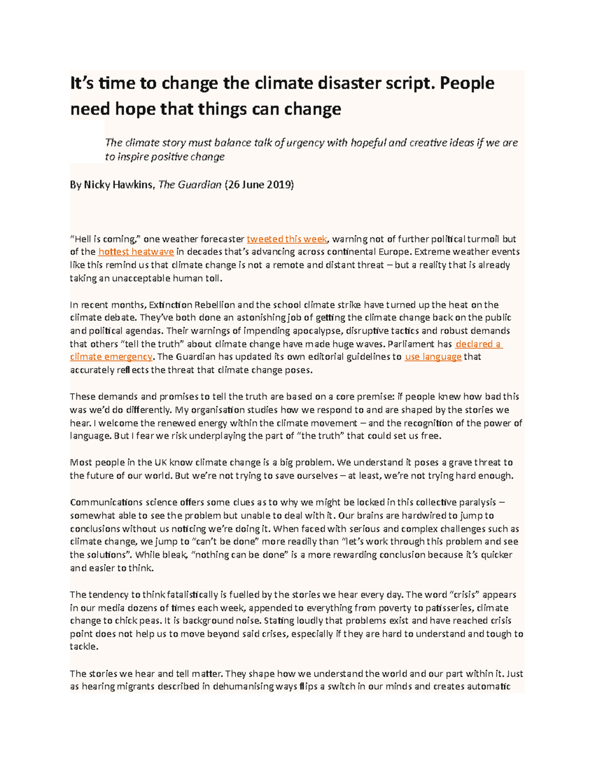 Climate Change, it's about time - It’s time to change the climate ...