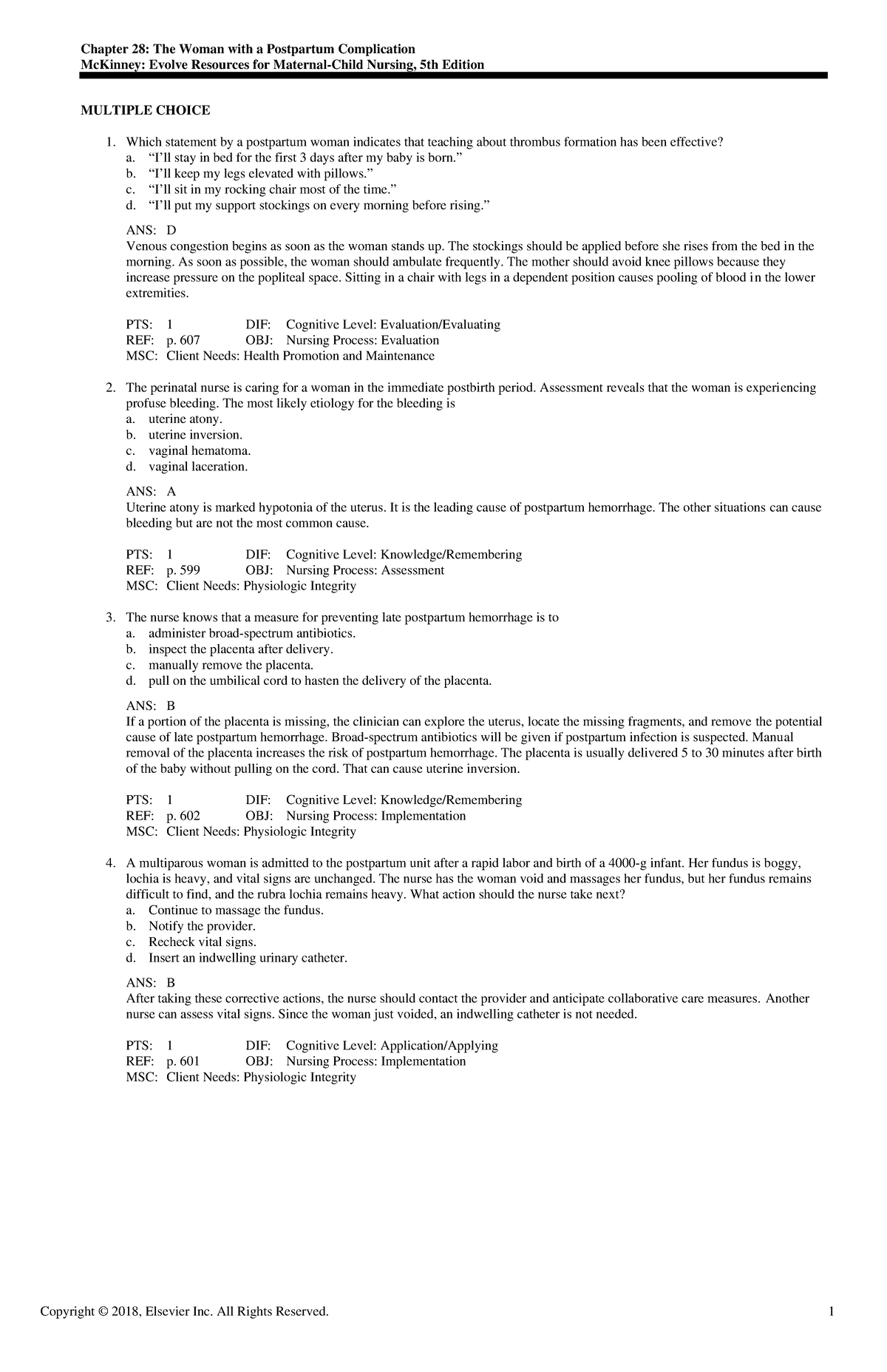 CH28 TB - Chapter 28: The Woman With A Postpartum Complication ...