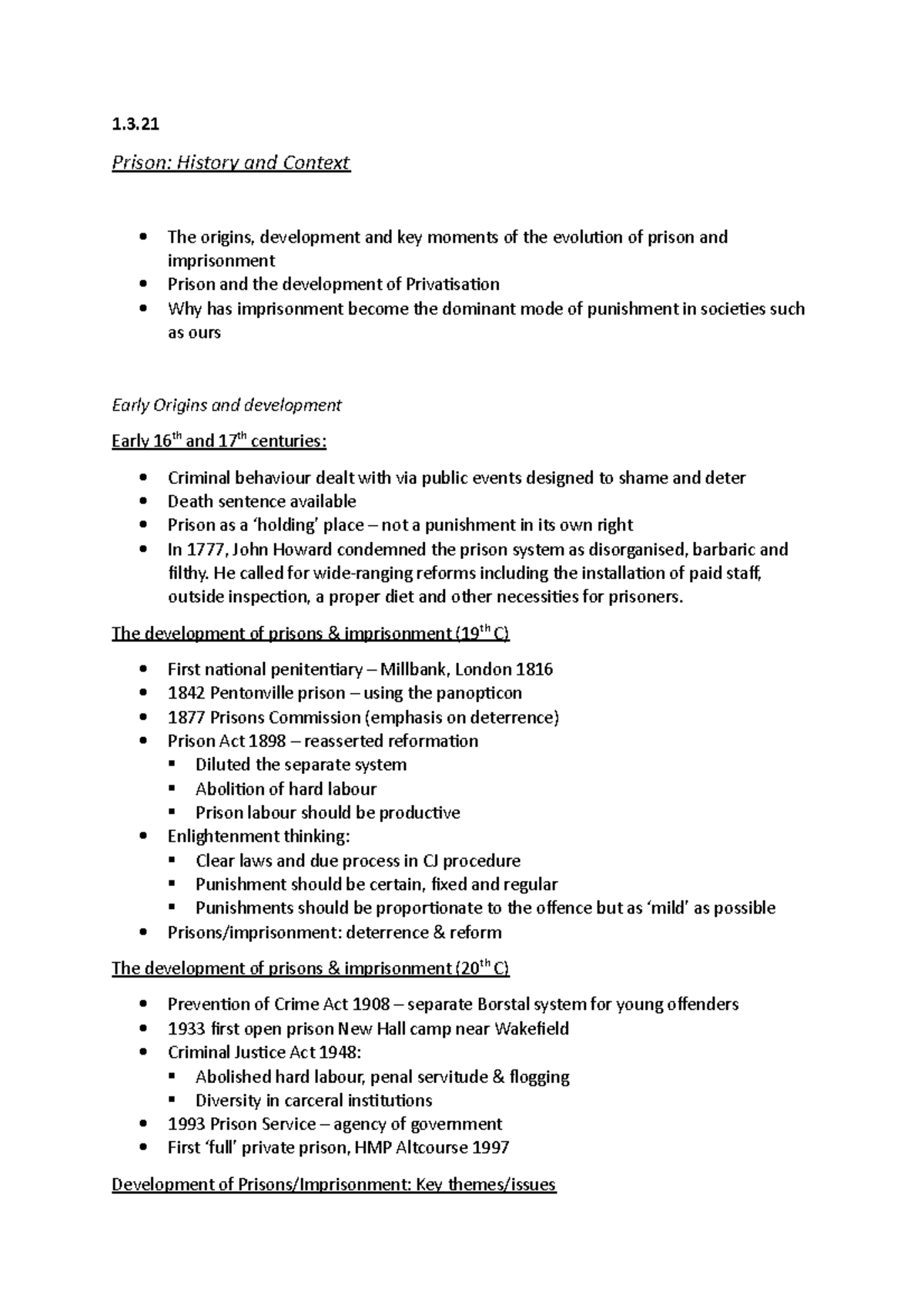 Prison history and context 1. Prison History and Context The origins, development and key