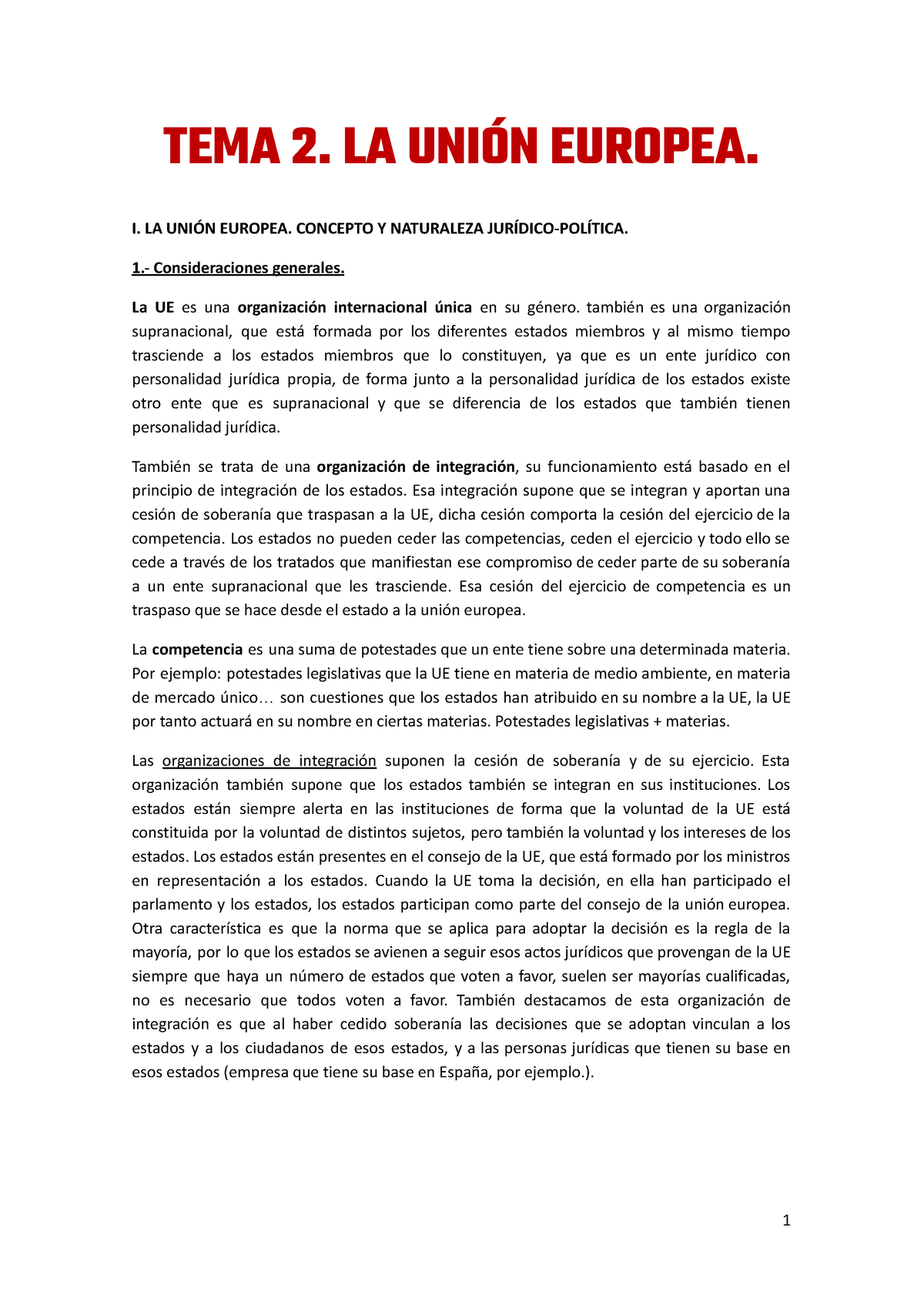 Tema Dos Instituciones Tema 2 La UniÓn Europea I La UniÓn Europea Concepto Y Naturaleza 6434