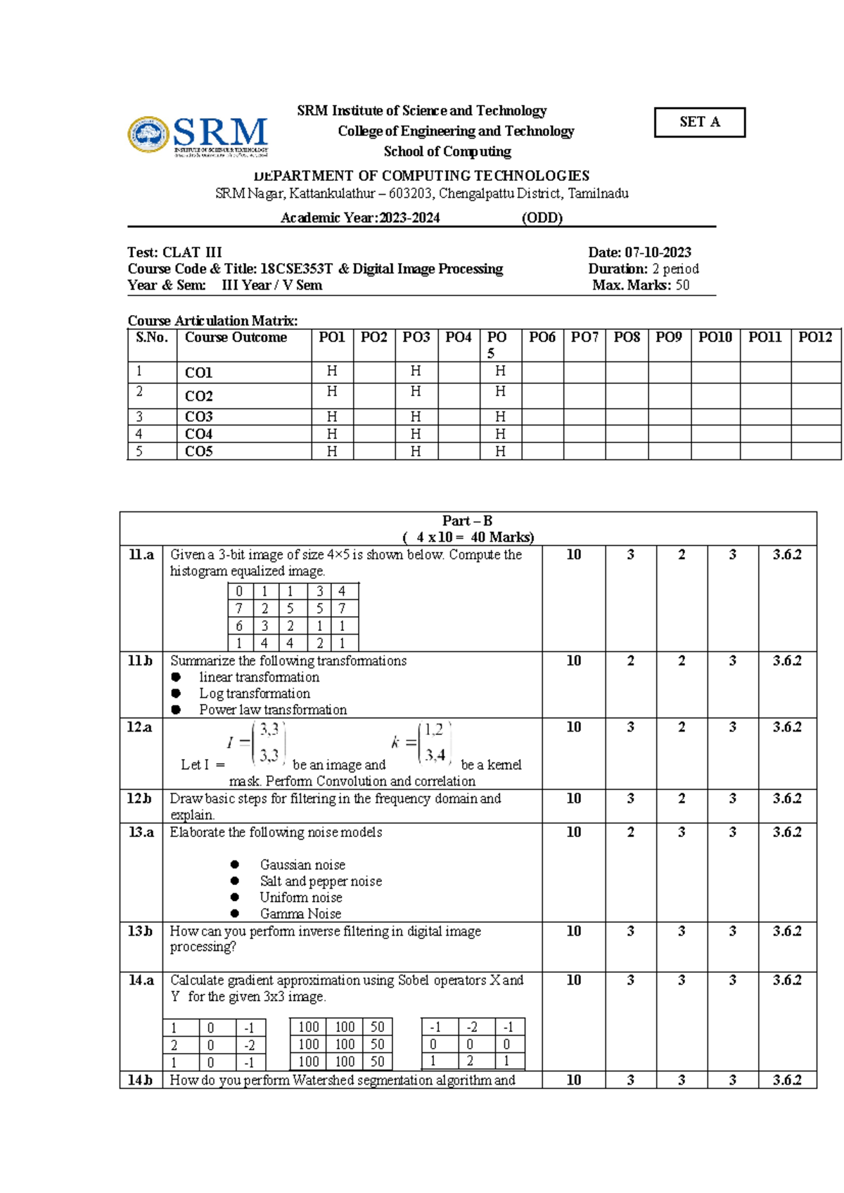 B1-FN-PART B - ct paper - SRM Institute of Science and Technology ...