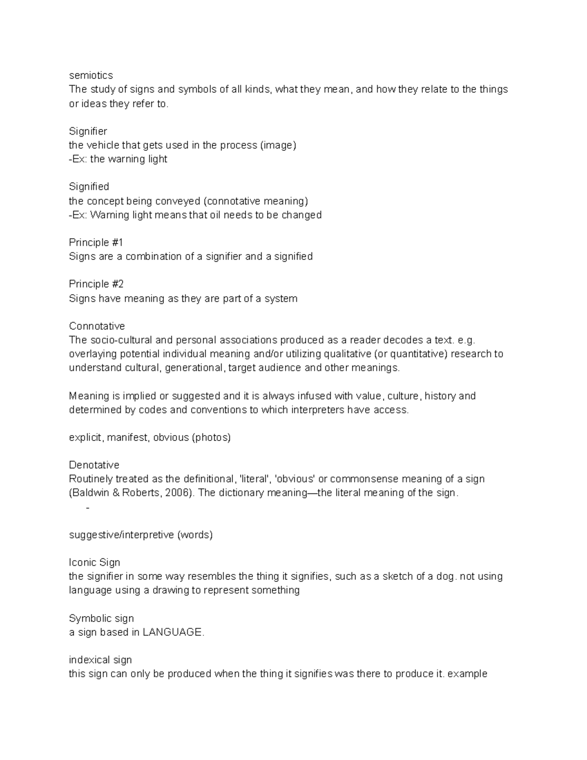 COMM 2501 Notes - semiotics The study of signs and symbols of all kinds ...