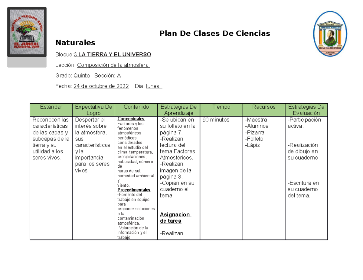 Planificacion De Clases De Ciencias Naturales Crissbel Plan De Clases ...