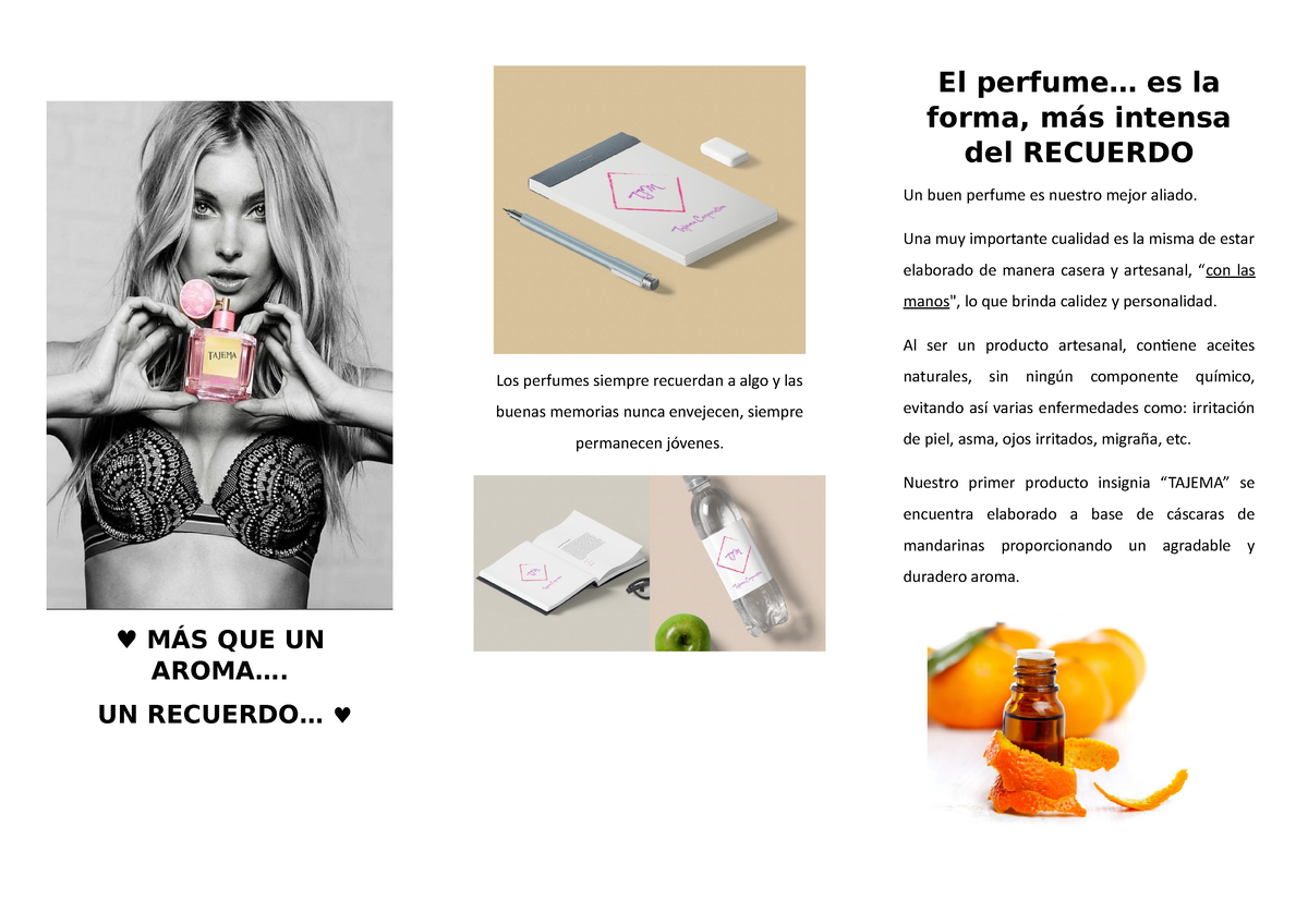 Triptico Perfume ♥ MÁs Que Un Aroma Un Recuerdo ♥ Los Perfumes Siempre Recuerdan A Algo