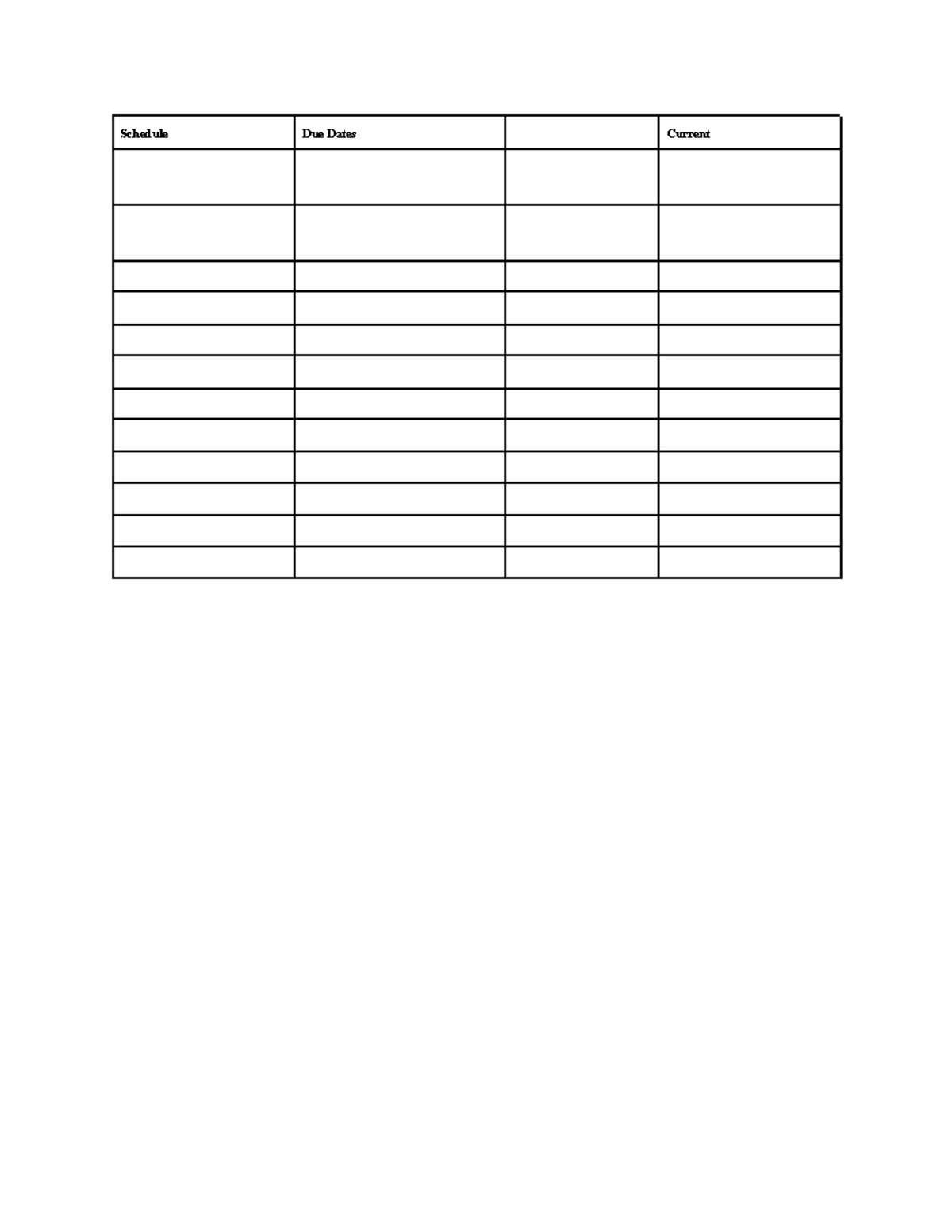 Schedule - Format document for scheduling - Busi 2101 - Schedule Due ...