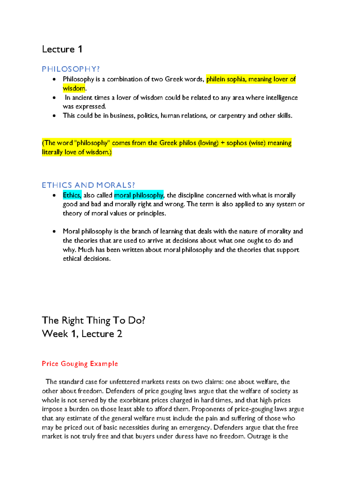 Update 3 FIL Notes - Lecture 1 P HILOSOP HY? Philosophy is a ...