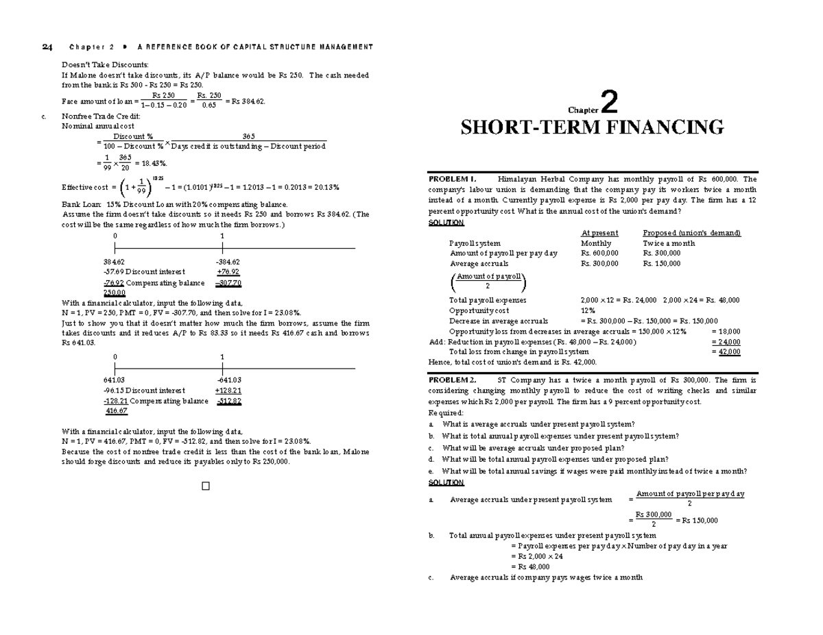 02 Short Term Financing - 24 C H A P T E R 2 • ••• A R E F E R E N C E ...