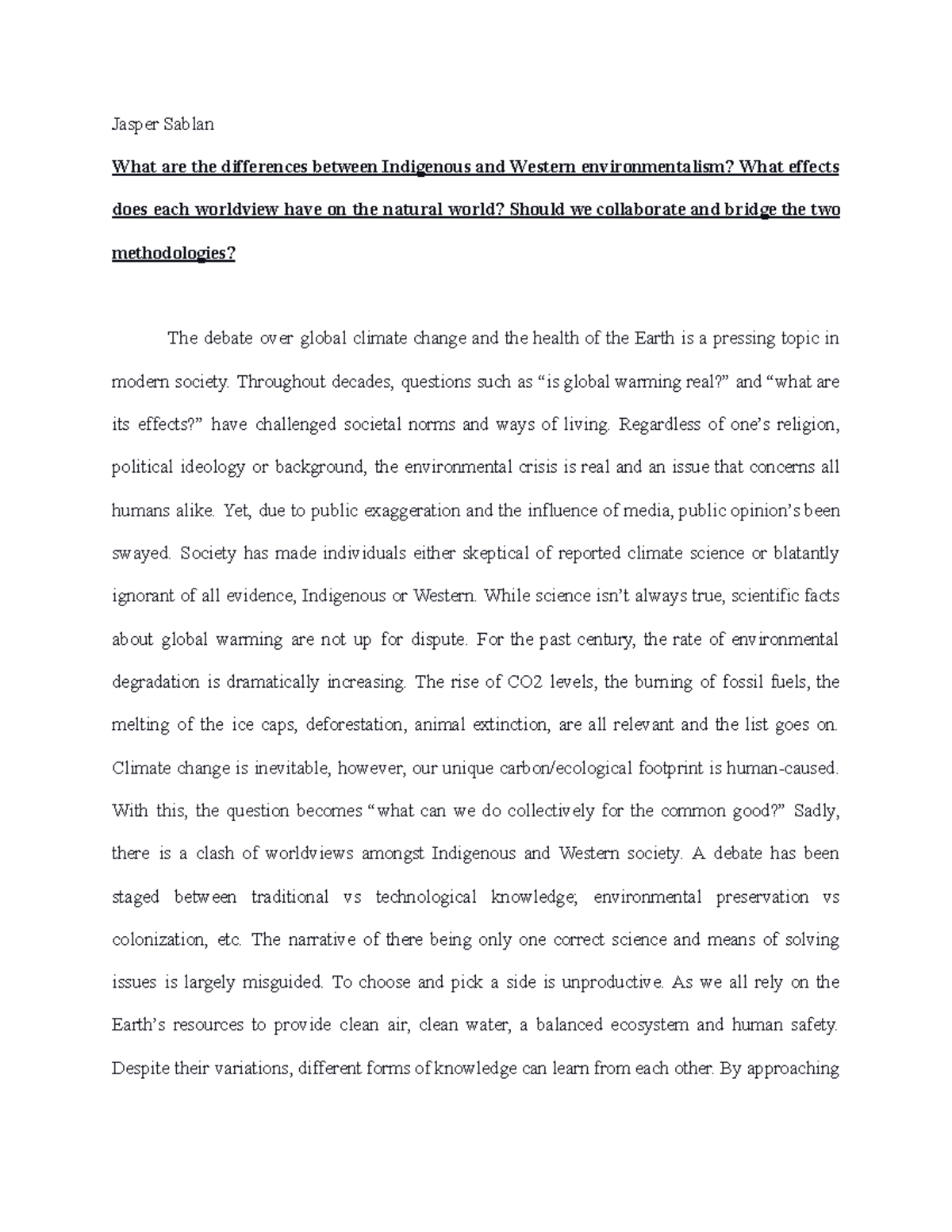 Research Paper Unit 1 - Jasper Sablan - Jasper Sablan What are the ...