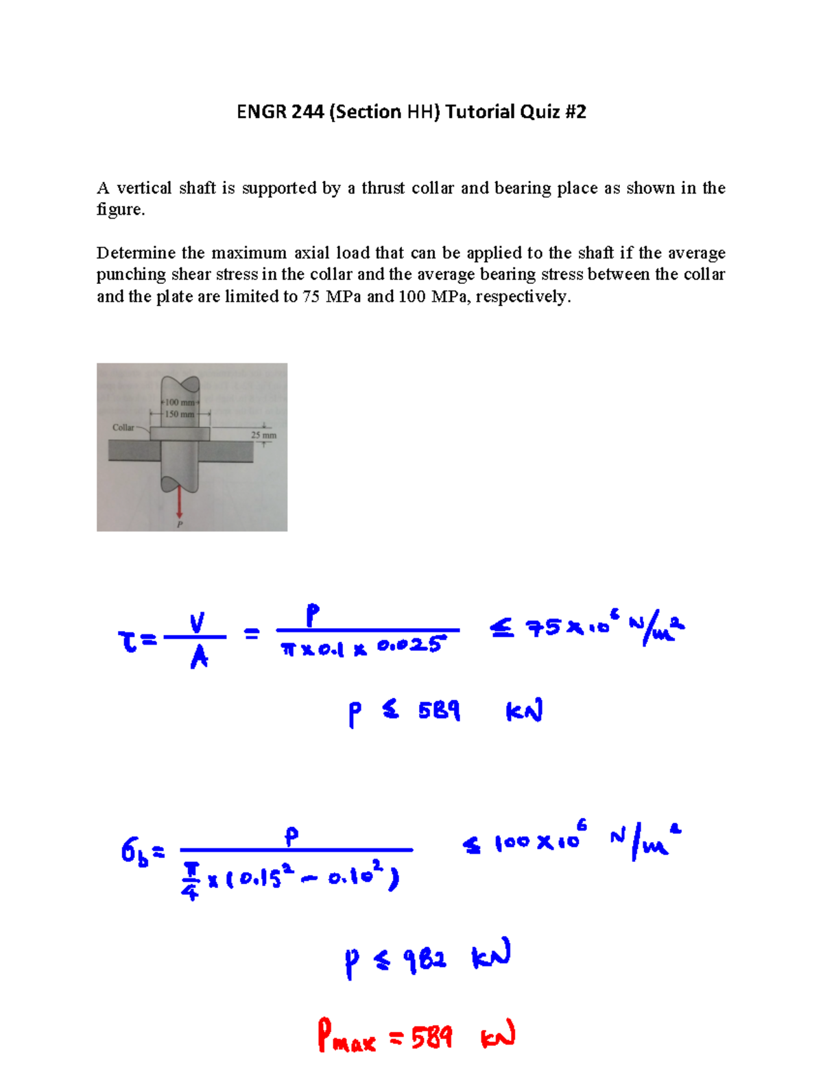 ENGR 244 quiz #2 Solutions - ENGR 244 (Section HH) Tutorial Quiz A ...