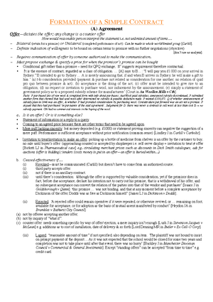 Contract B Exam Revision Notes - Contents Week 1 Notes 6 Introduction ...