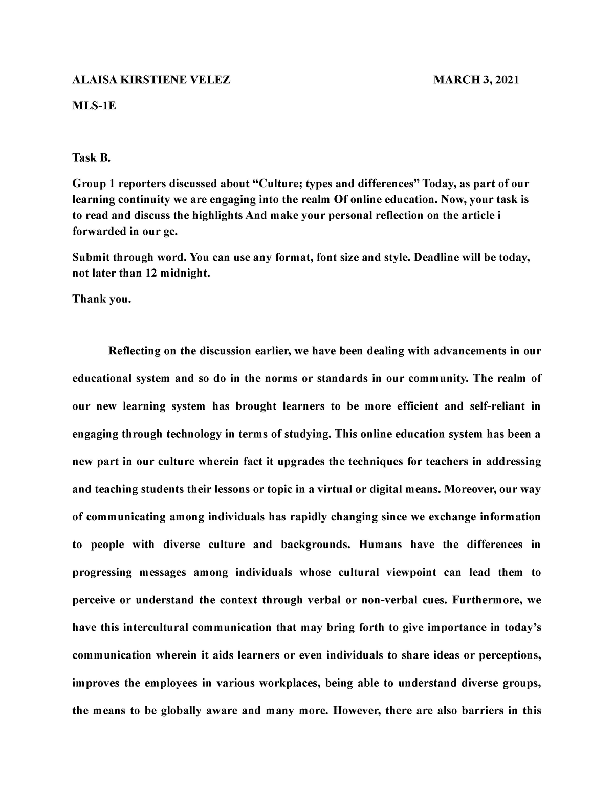 purposive communication reflection essay