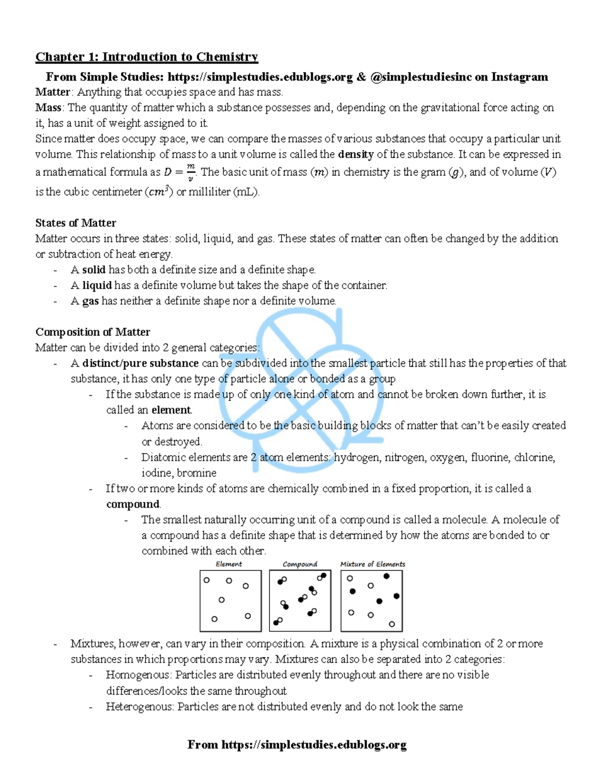 4U CHEM Masterdoc - Grade 12 Review For Chem 1040 - Chapter 1 ...