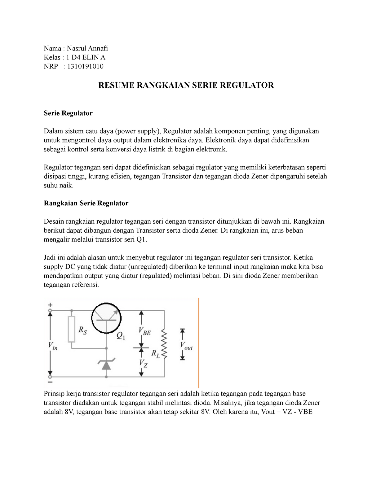 Contoh Soal Regulator Tegangan - Mathlaul Khairiyah