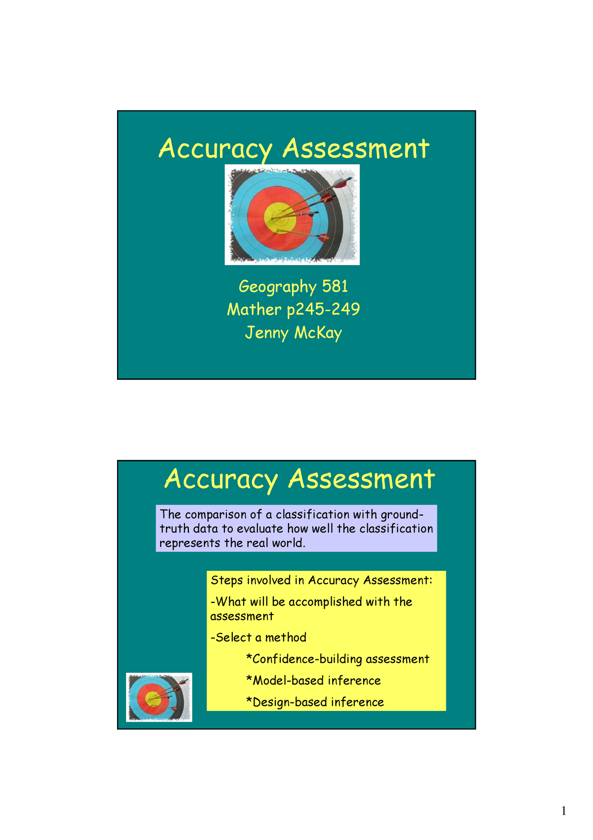 Mckay Accuracy Assessment - Geography 581 Mather p245- Jenny McKay ...