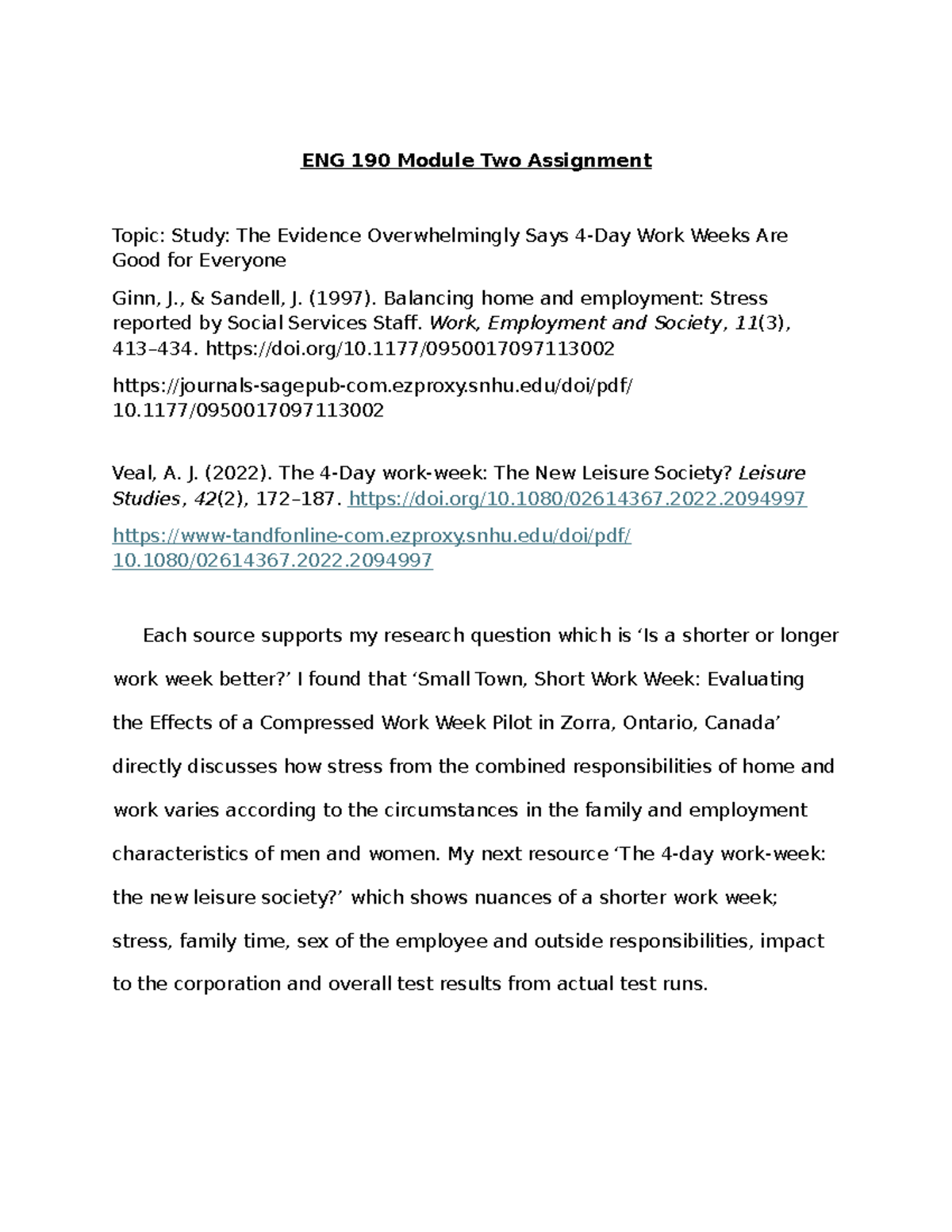 Mod 2 Assignment - ENG 190 Module Two Assignment Topic: Study: The ...