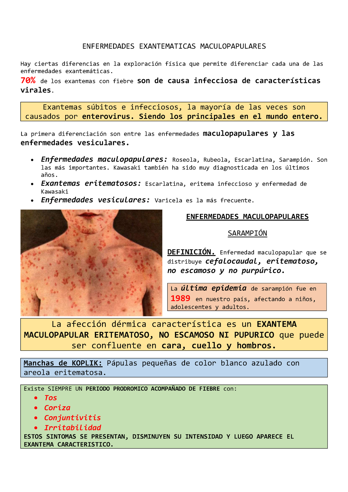 Enfermedades Maculopapulares ENFERMEDADES EXANTEMATICAS