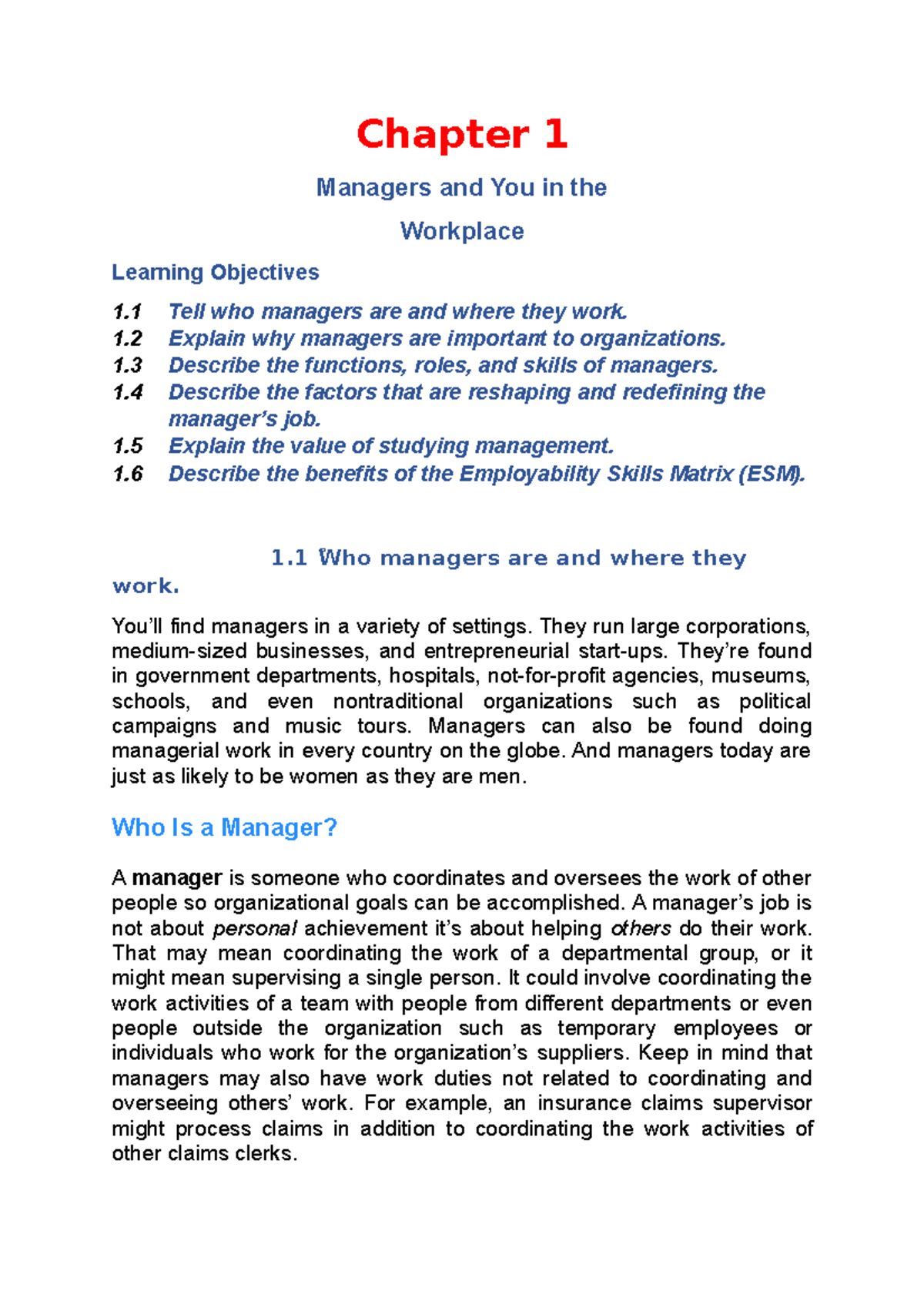 Contemporary managment CH3 - Chapter 1 Managers and You in the ...