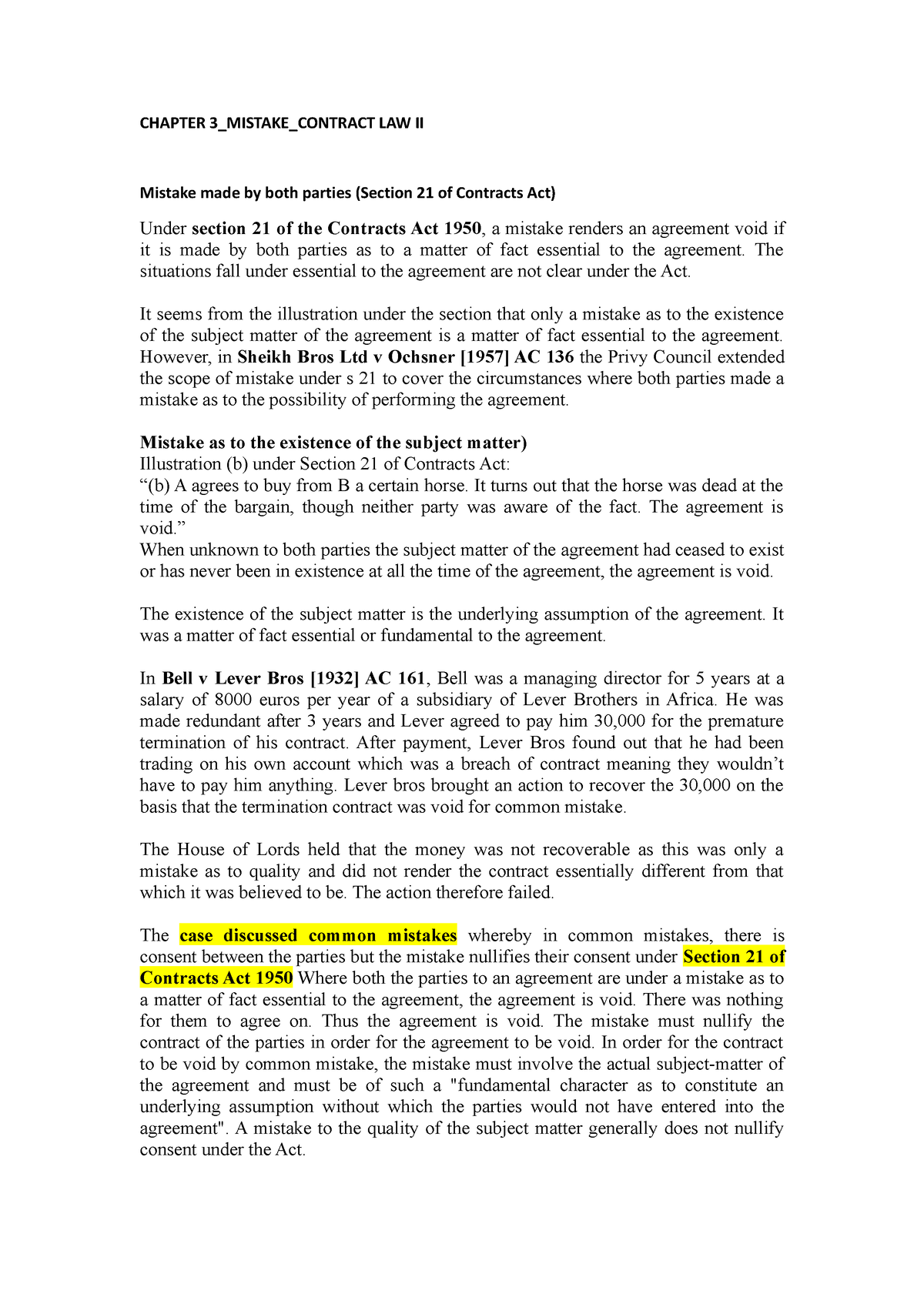 Chapter 3 Mistake Contract LAW II - CHAPTER 3_MISTAKE_CONTRACT LAW II ...