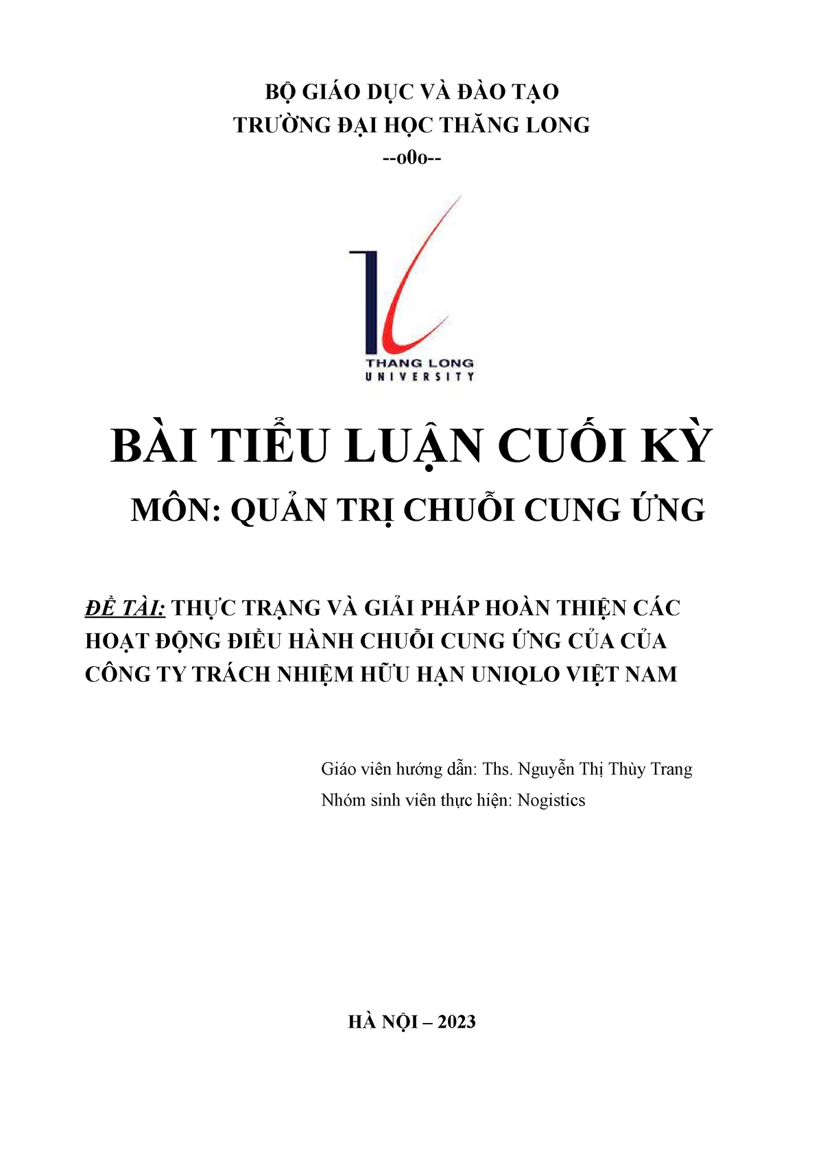 THỰC TRẠNG VÀ GIẢI PHÁP HOÀN THIỆN CÁC HOẠT ĐỘNG ĐIỀU HÀNH CHUỖI CUNG ...