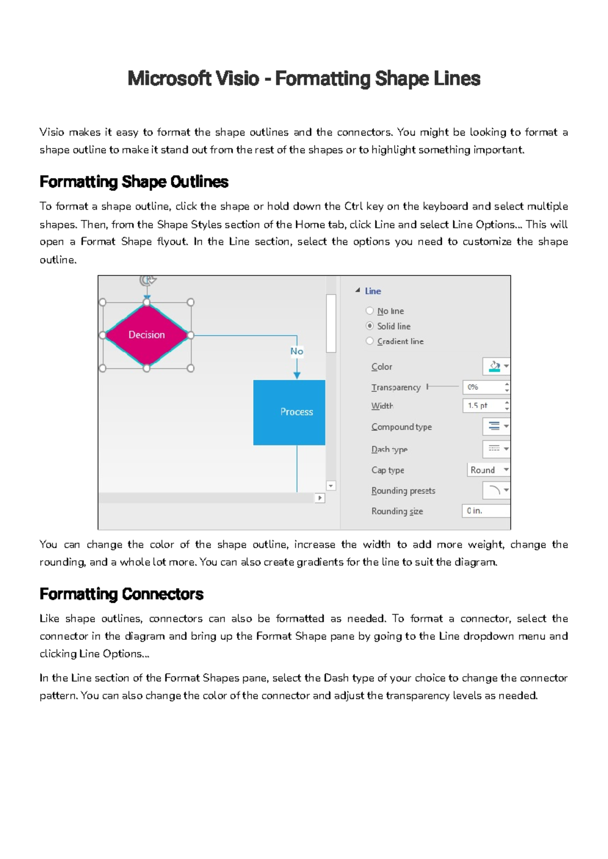 Microsoft Visio Tutorial Chapter 6 - Microsoft Visio - Formatting Shape ...