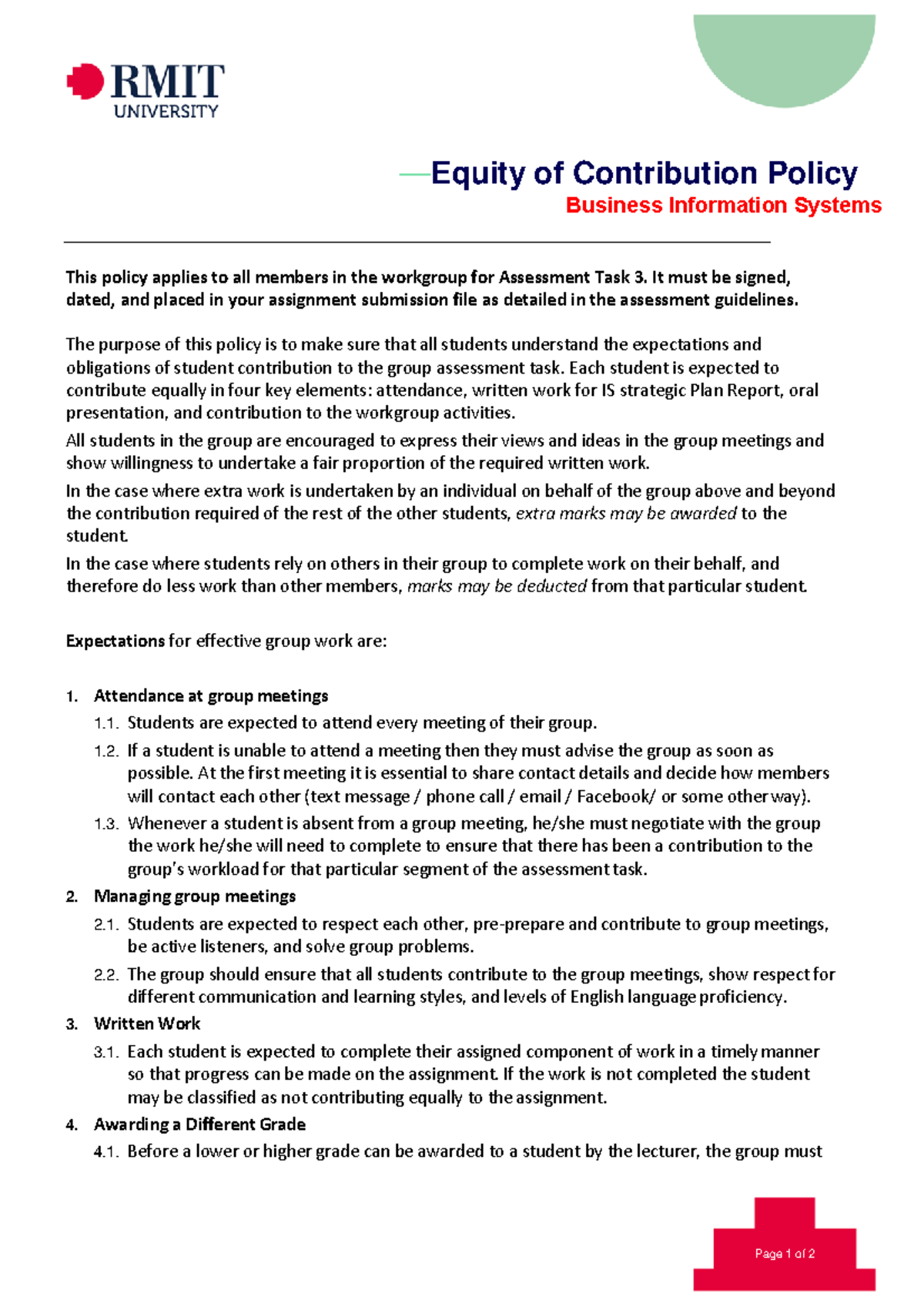 Equity of Contribution Policy - Page 1 of 2 — Equity of Contribution ...